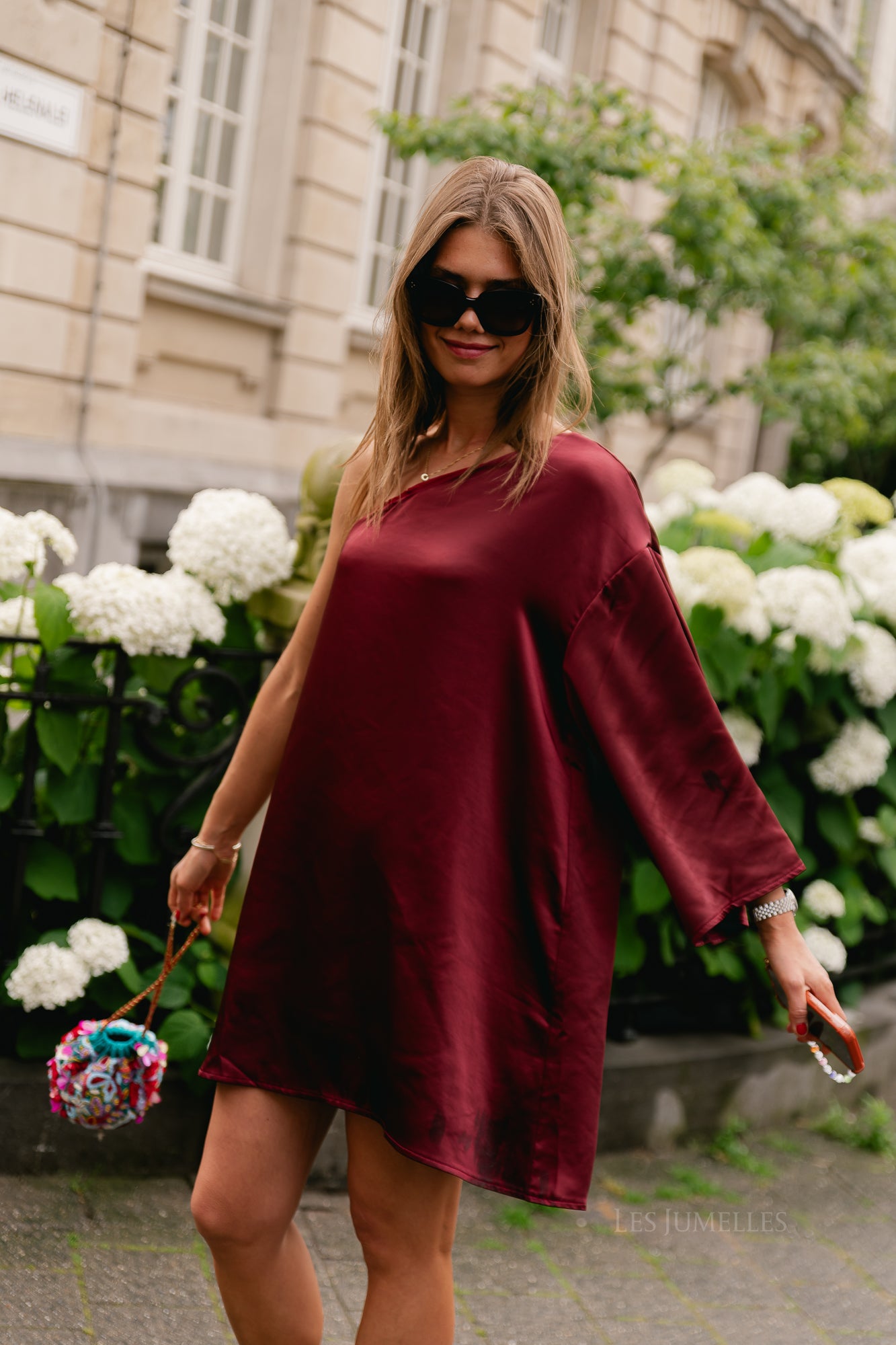 Lilly one shoulder dress ruby wine
