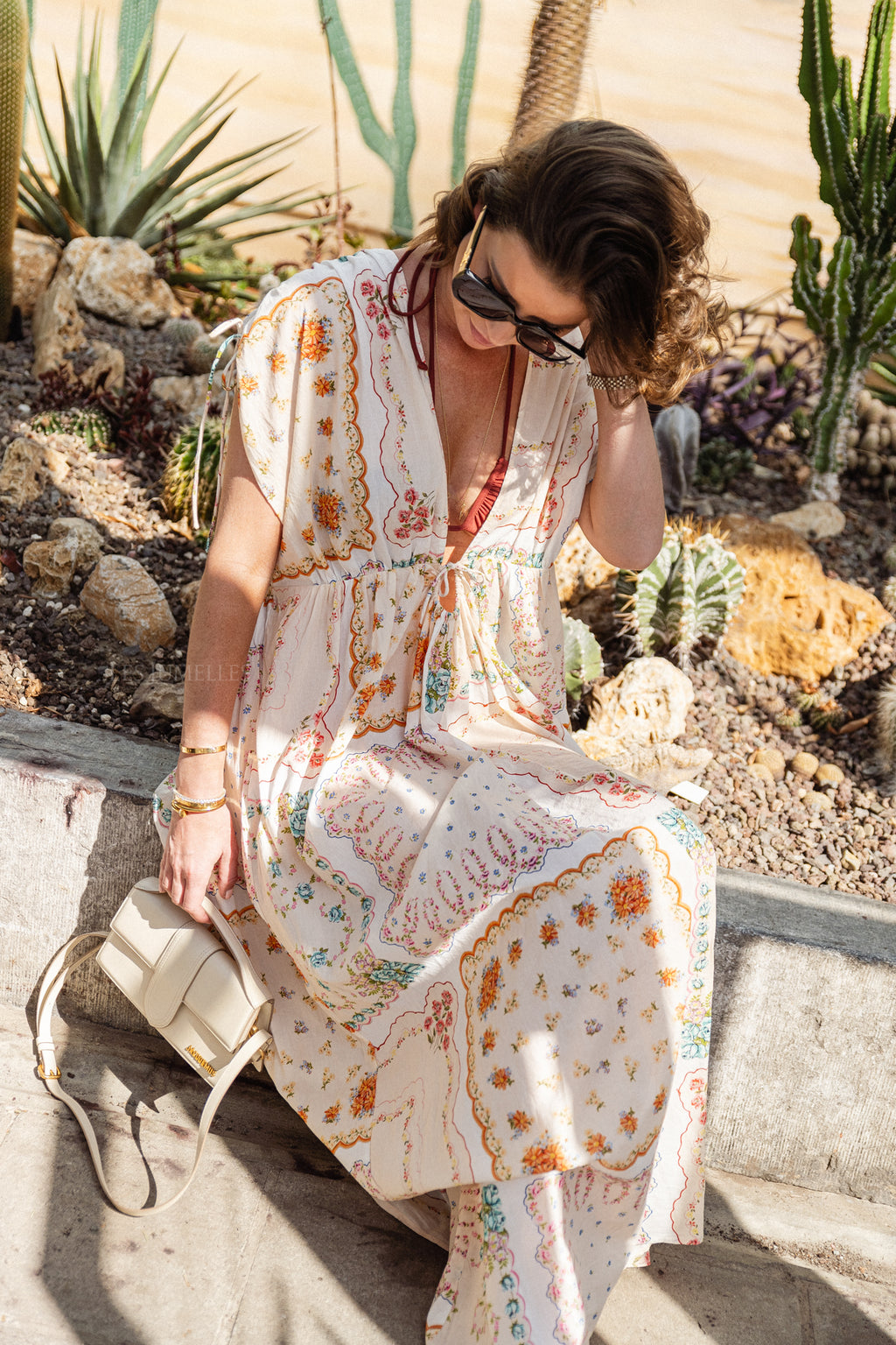Cotton tissue printed maxi dress