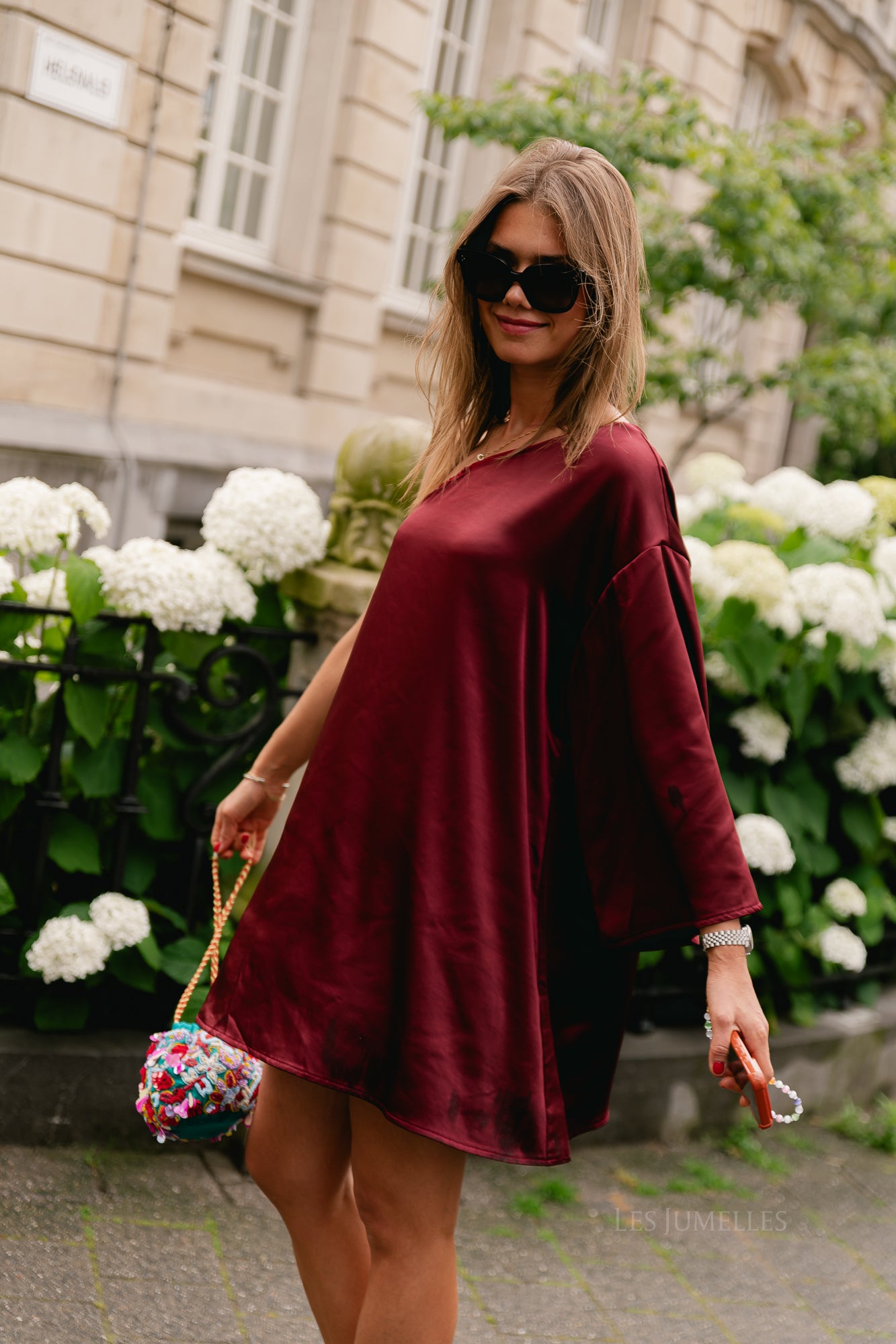 Lilly one shoulder dress ruby wine