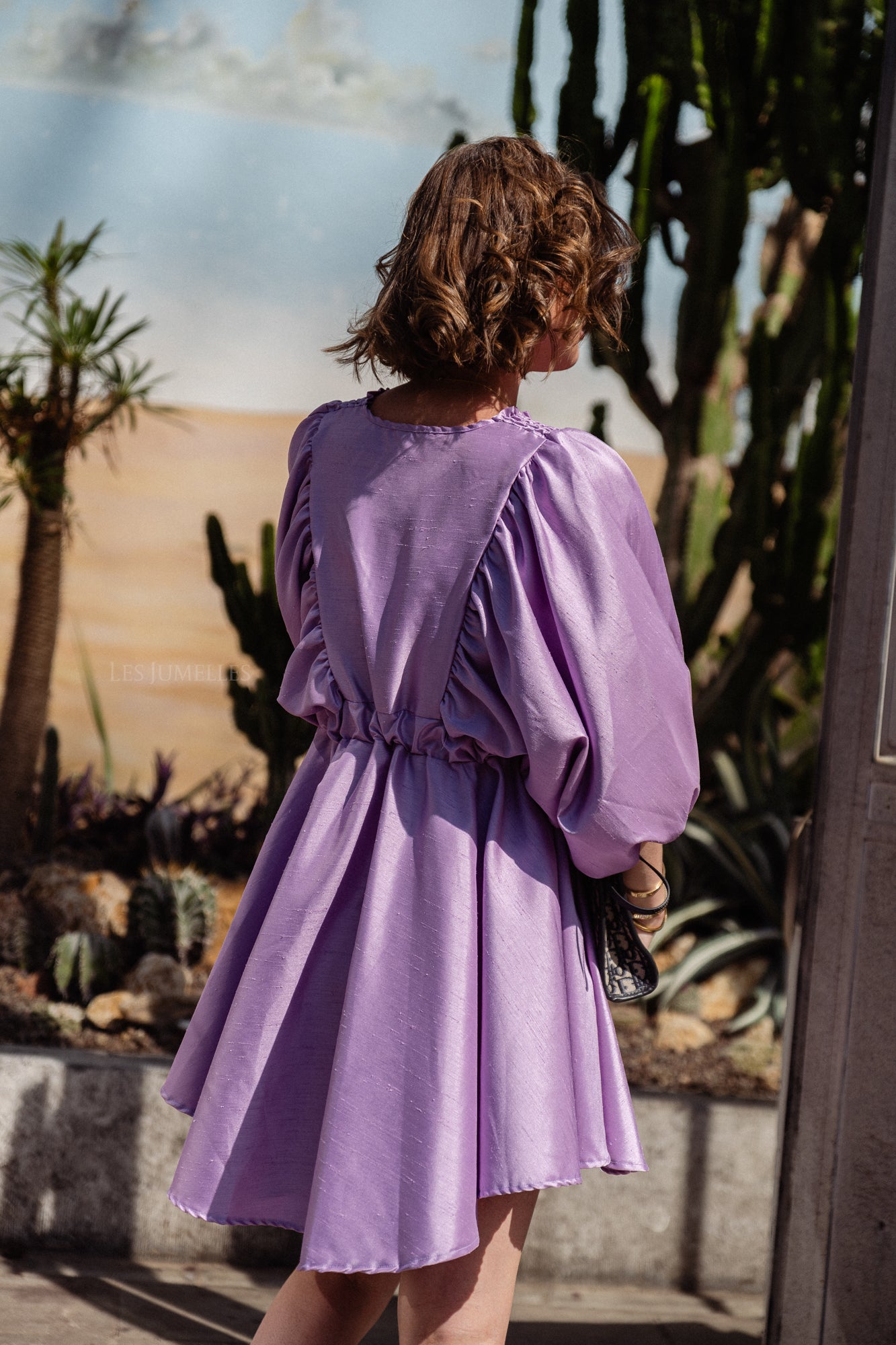Ella V-neck short dress lilac