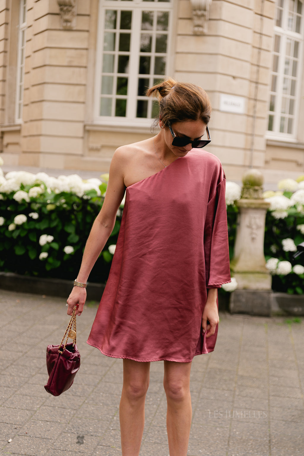 Lilly one shoulder dress etruscan red