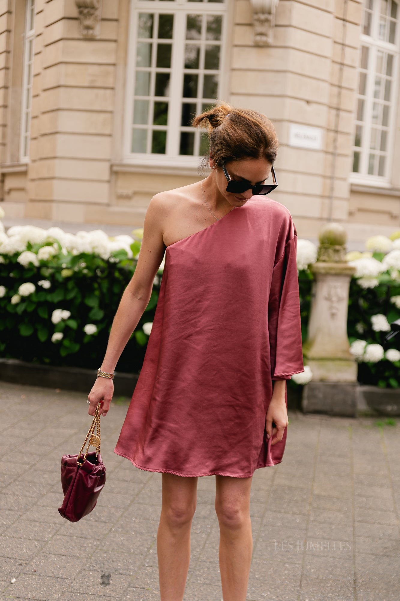 Lilly one shoulder dress etruscan red