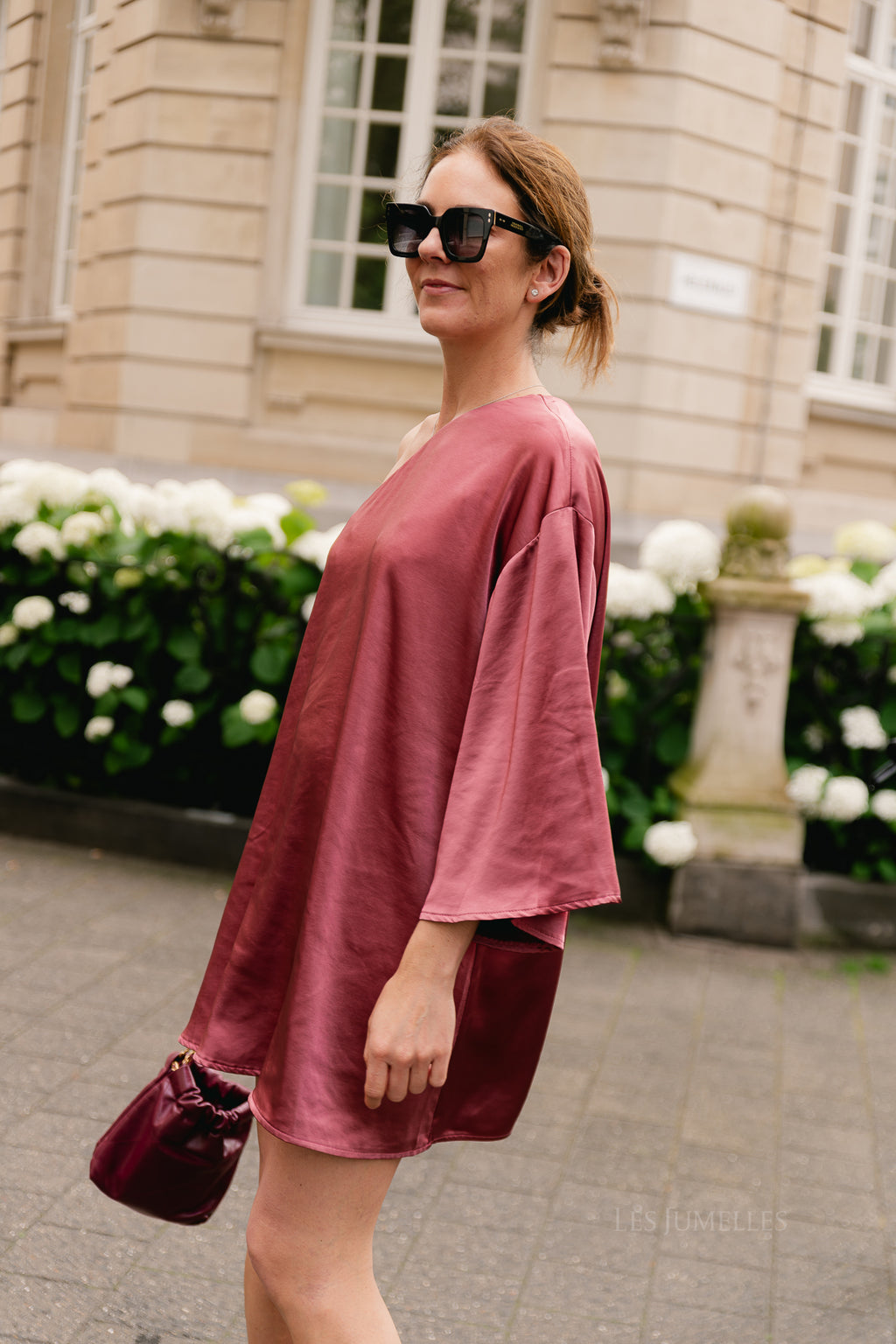 Lilly one shoulder dress etruscan red