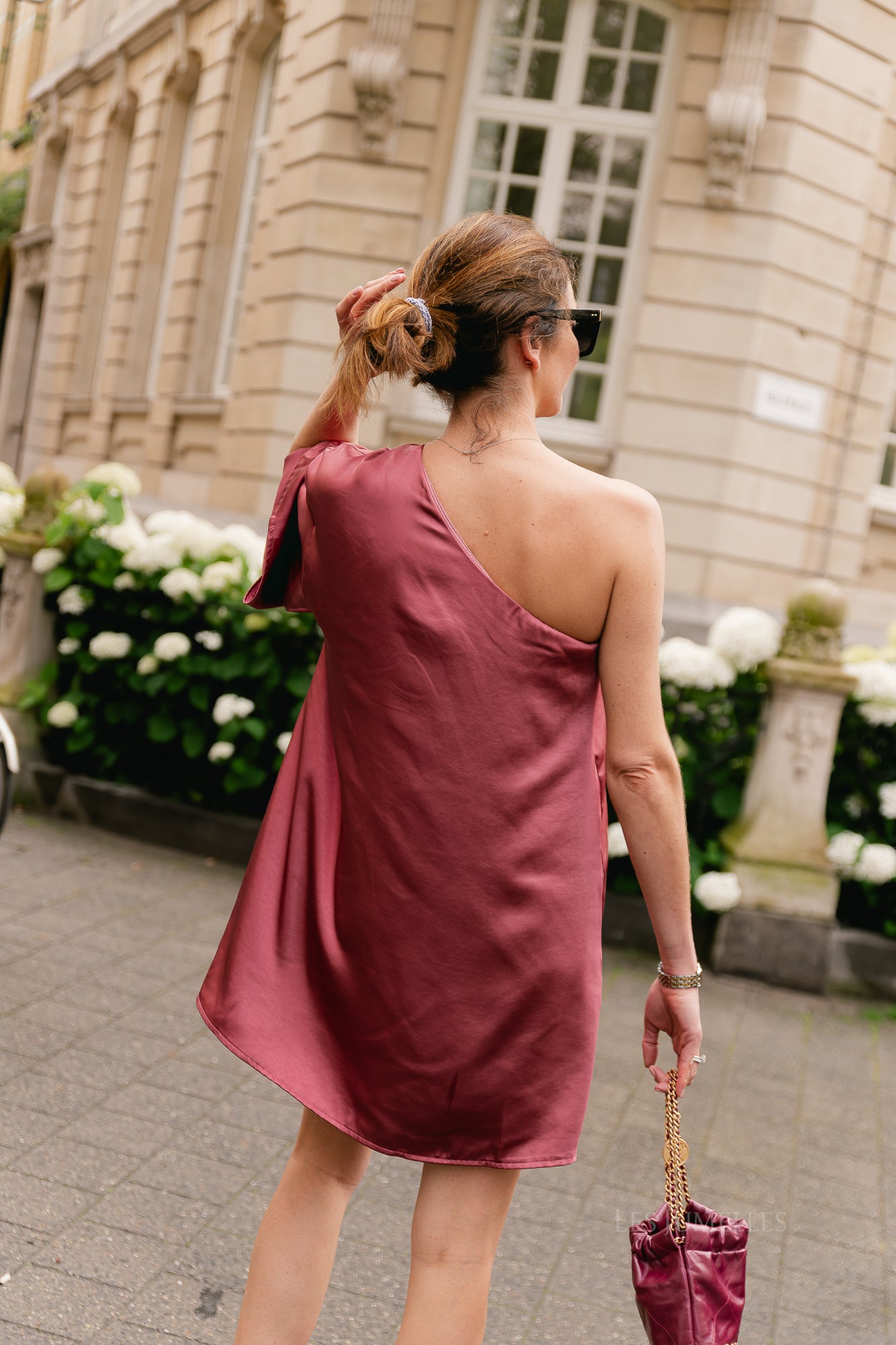 Lilly one shoulder dress etruscan red