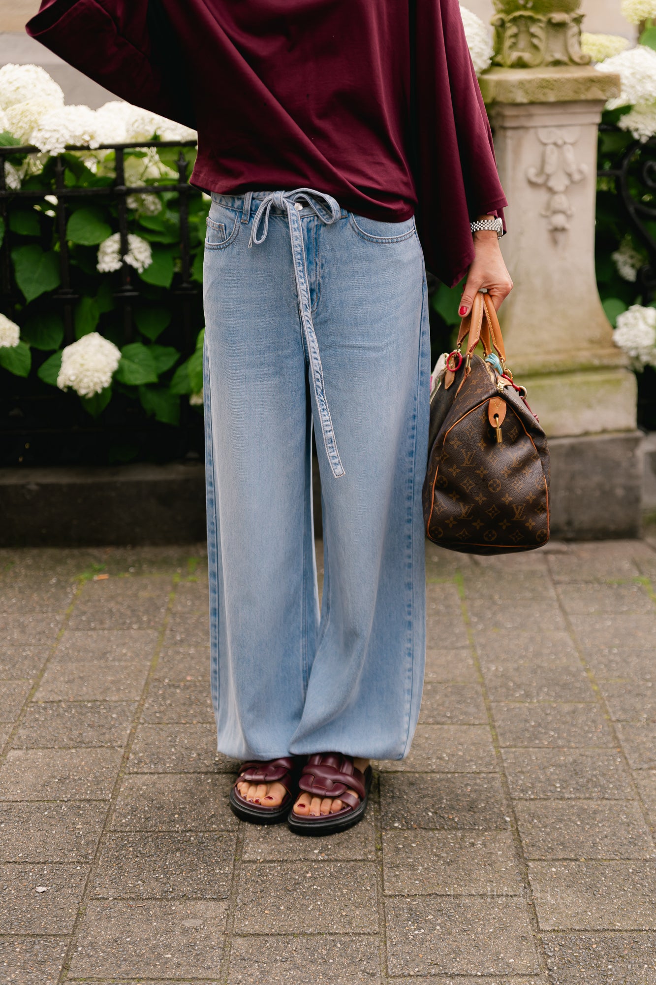 OBJLara MW jogger pant light blue denim