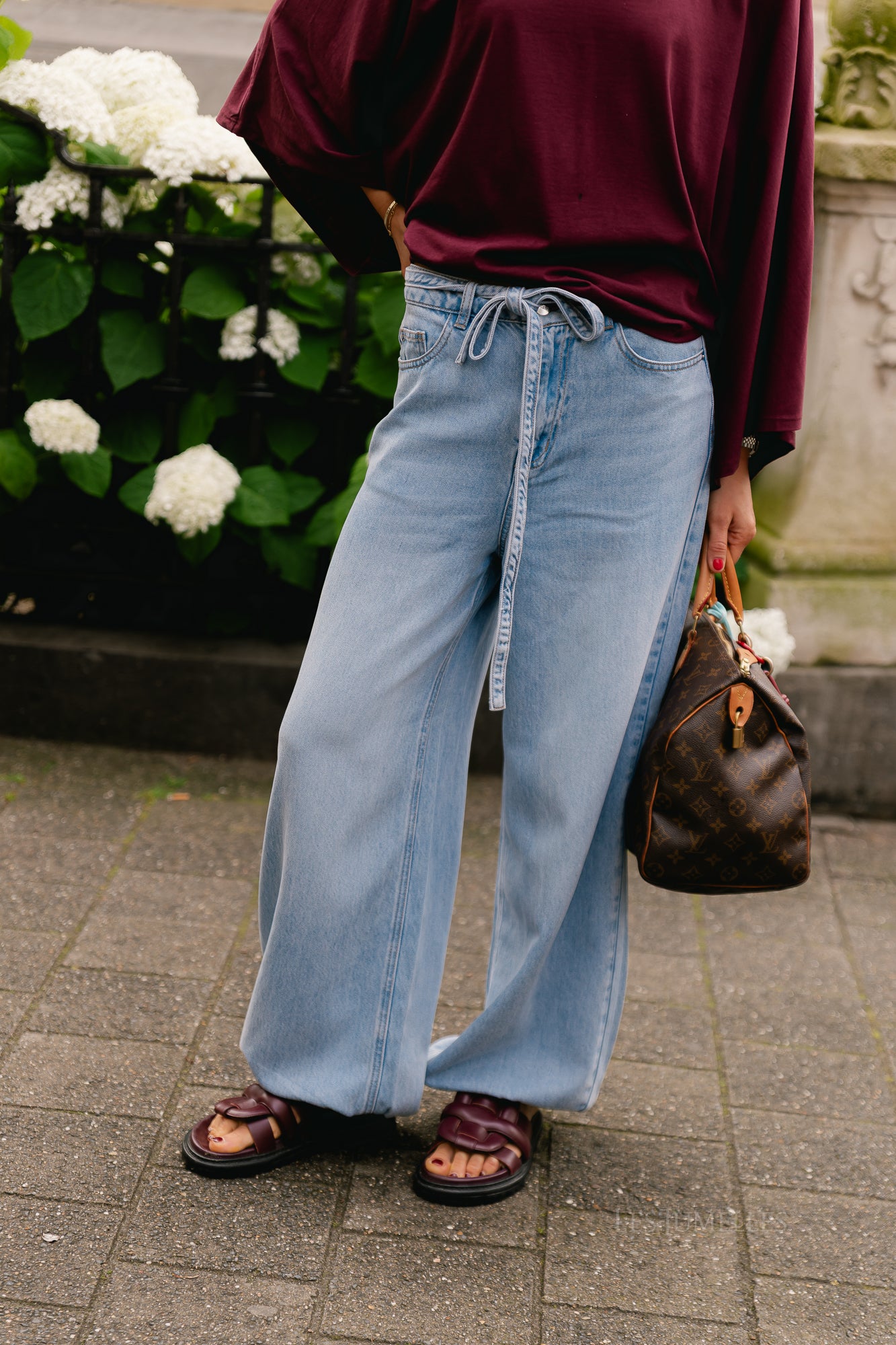 OBJLara MW jogger pant light blue denim