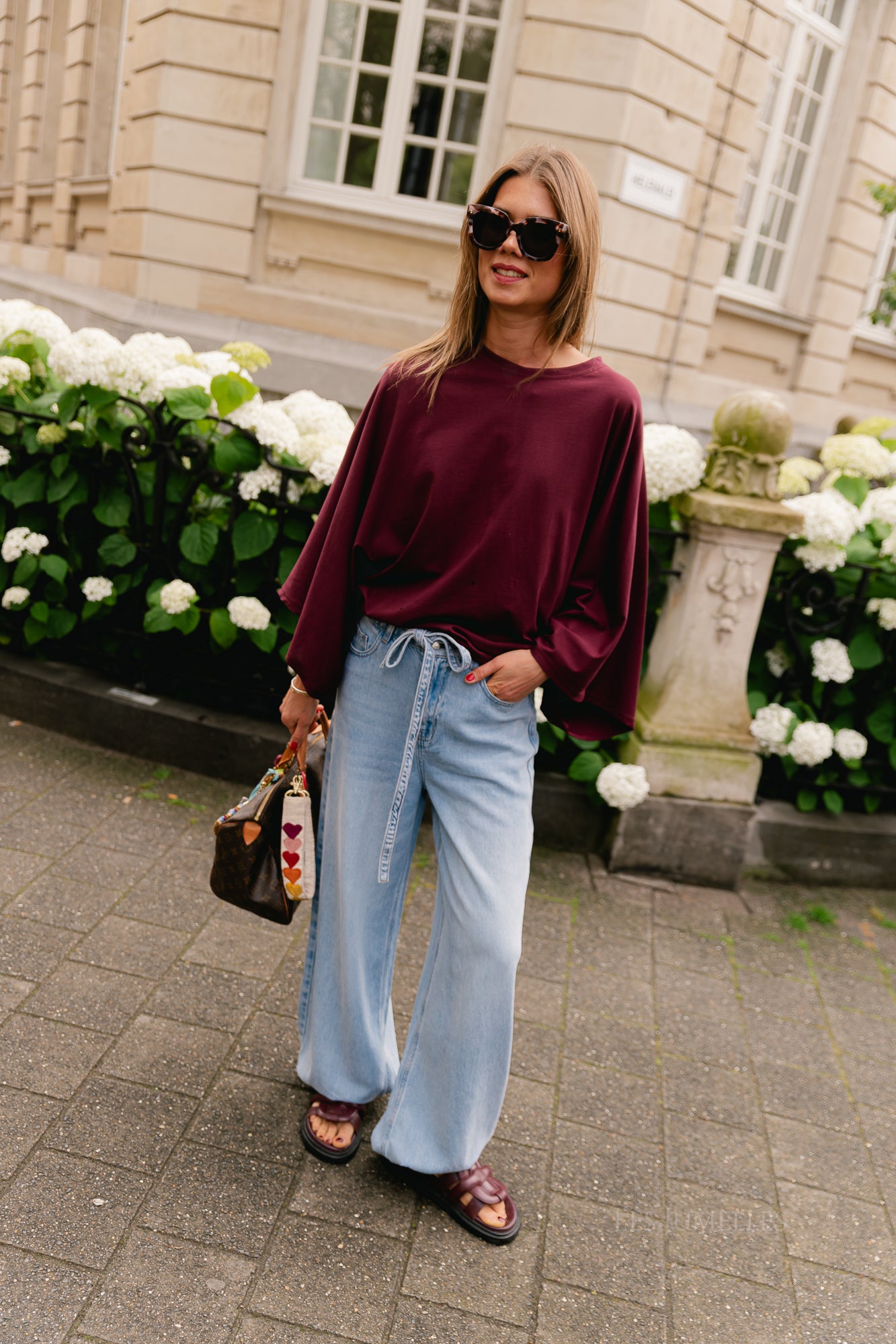 OBJLara MW jogger pant light blue denim