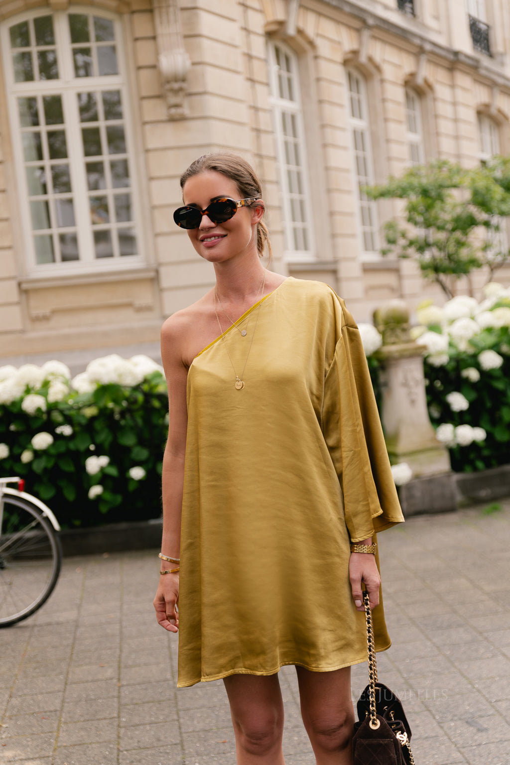 Lilly one shoulder dress golden ochre