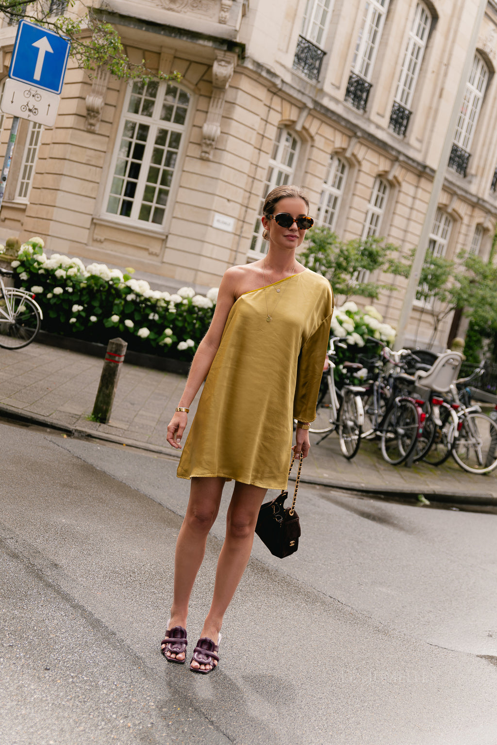 Lilly one shoulder dress golden ochre
