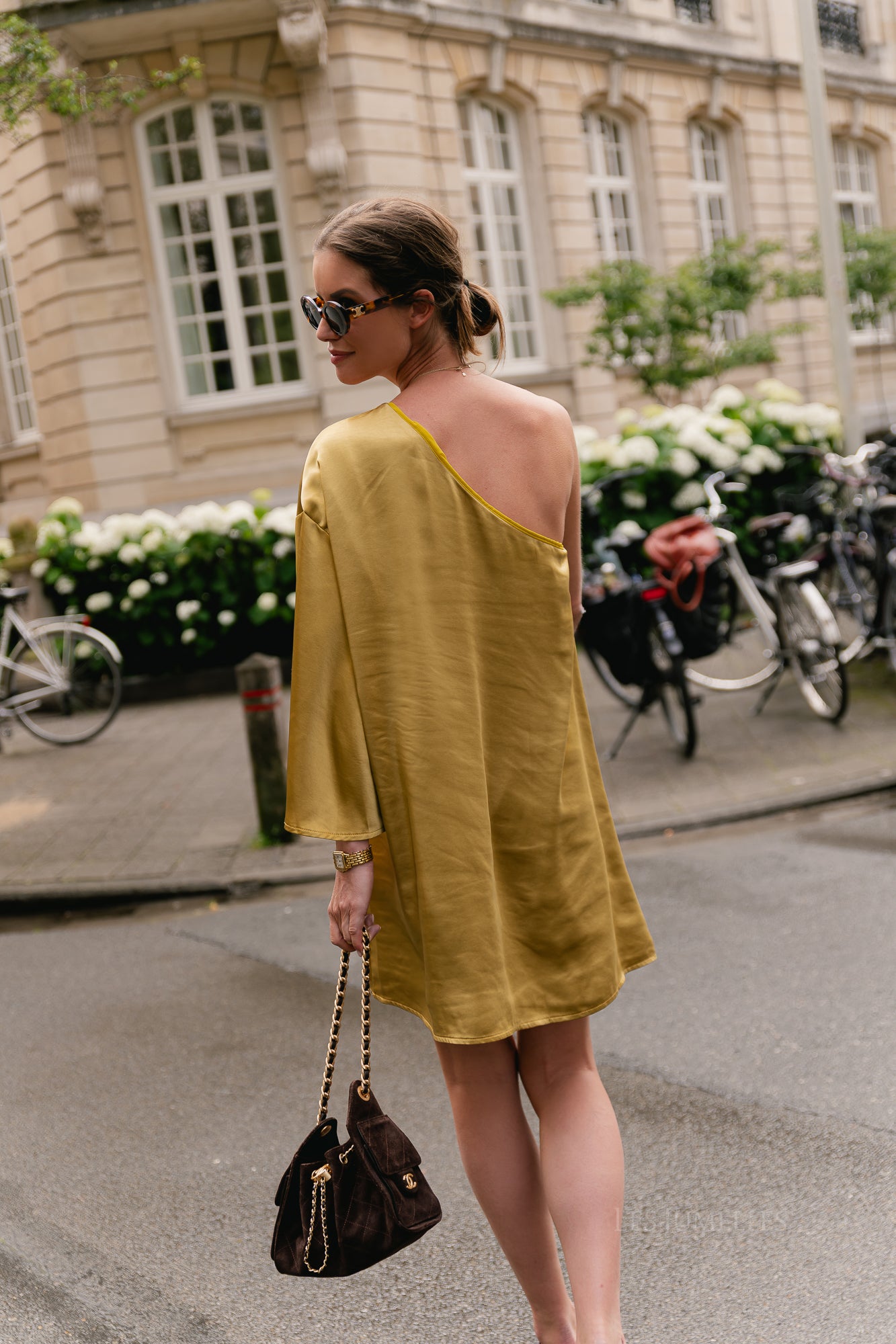 Lilly one shoulder dress golden ochre