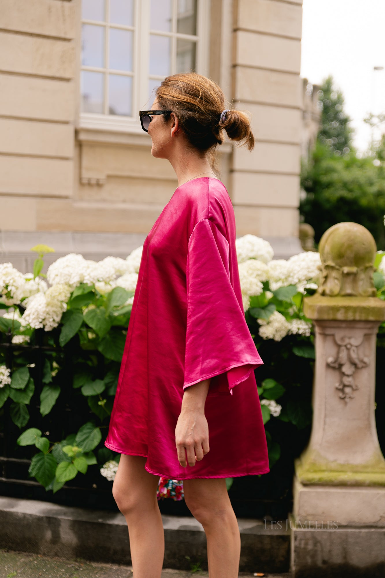 Lilly one shoulder dress fuchsia rose