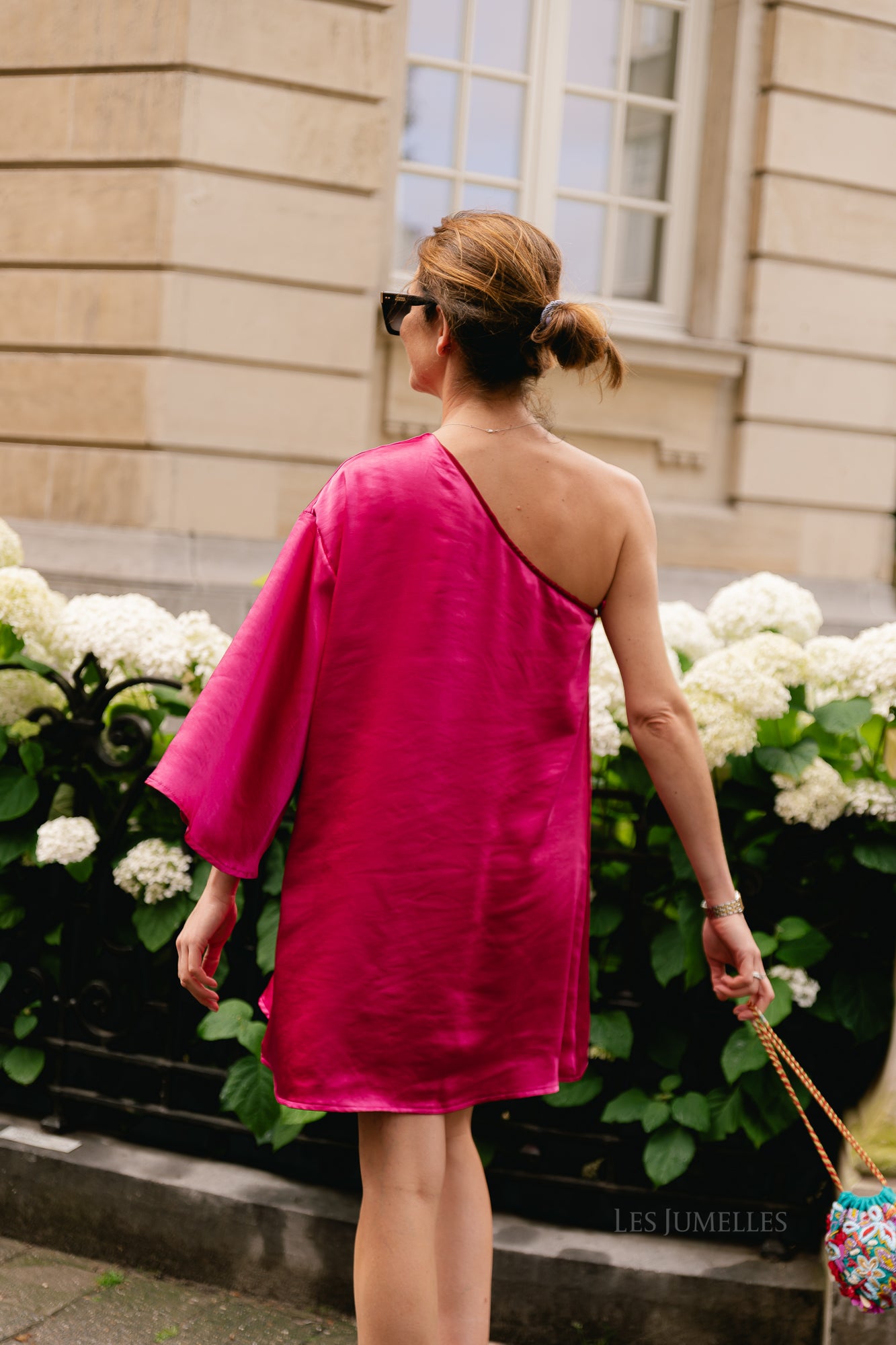 Lilly one shoulder dress fuchsia rose