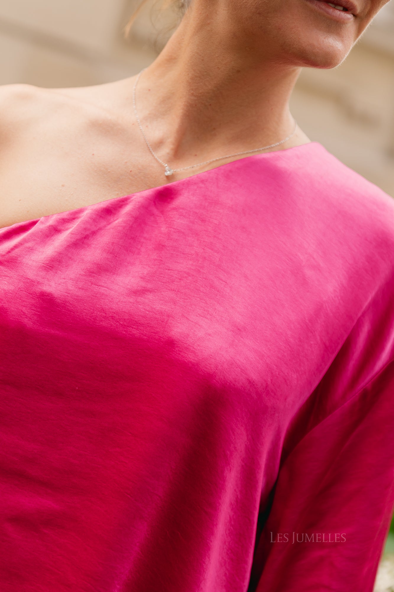 Lilly one shoulder dress fuchsia rose