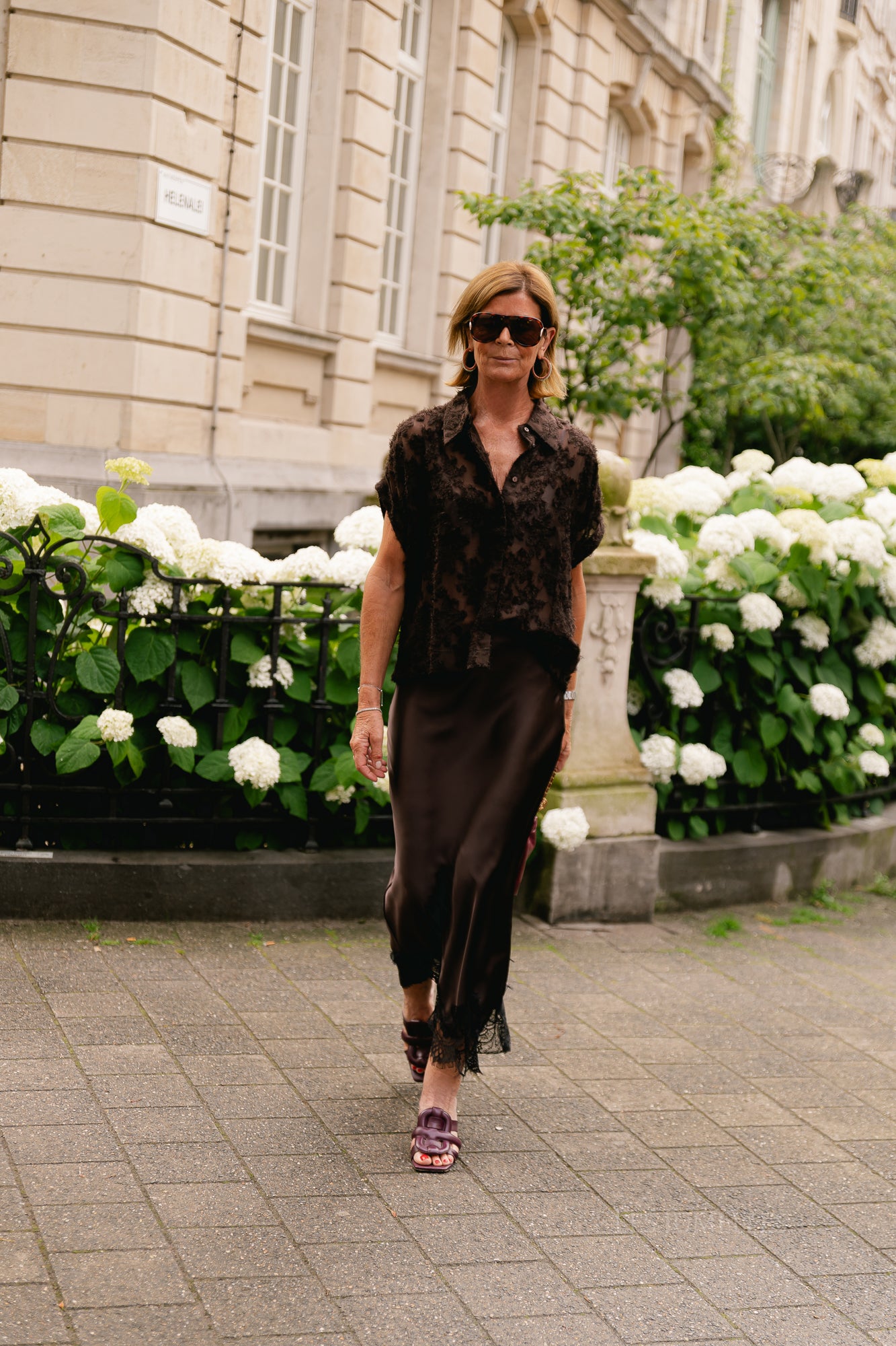 OBJAlli MW long skirt seal brown/black