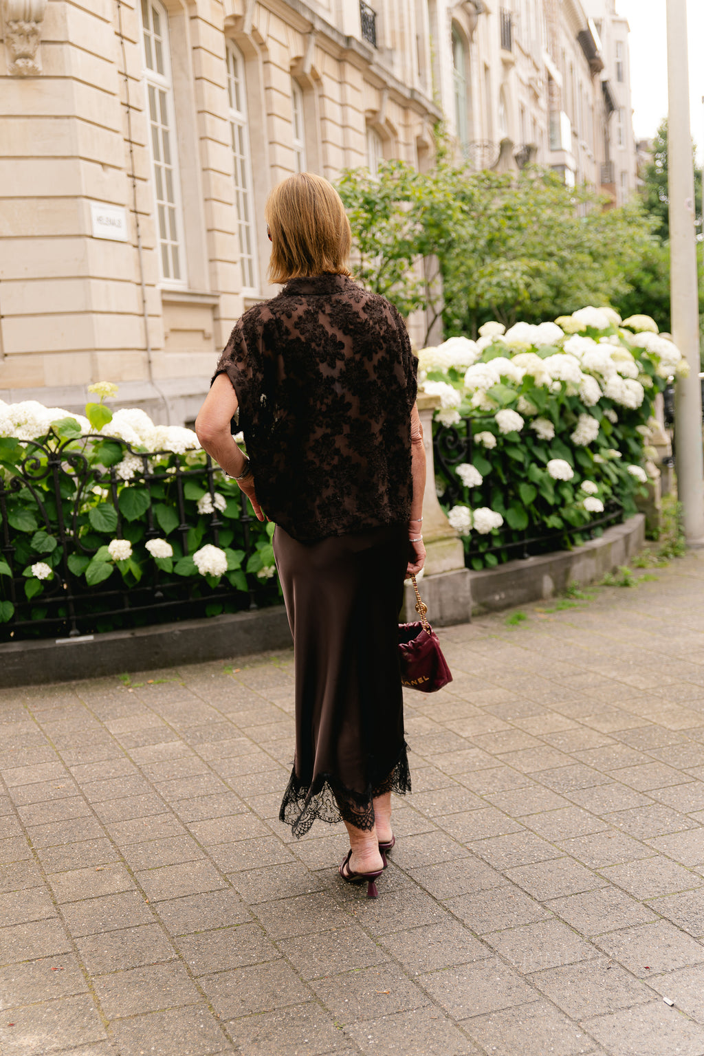 OBJAlli MW long skirt seal brown/black