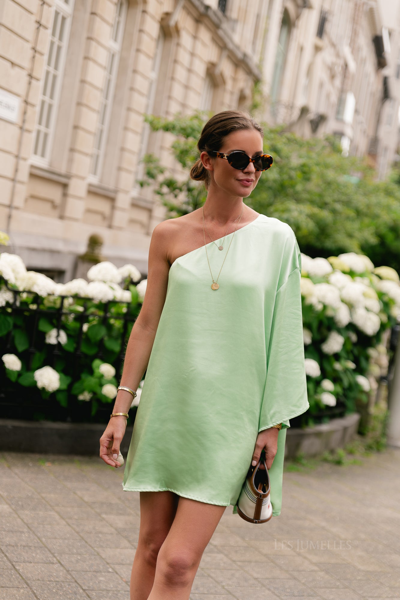 Lilly one shoulder dress tomatillo
