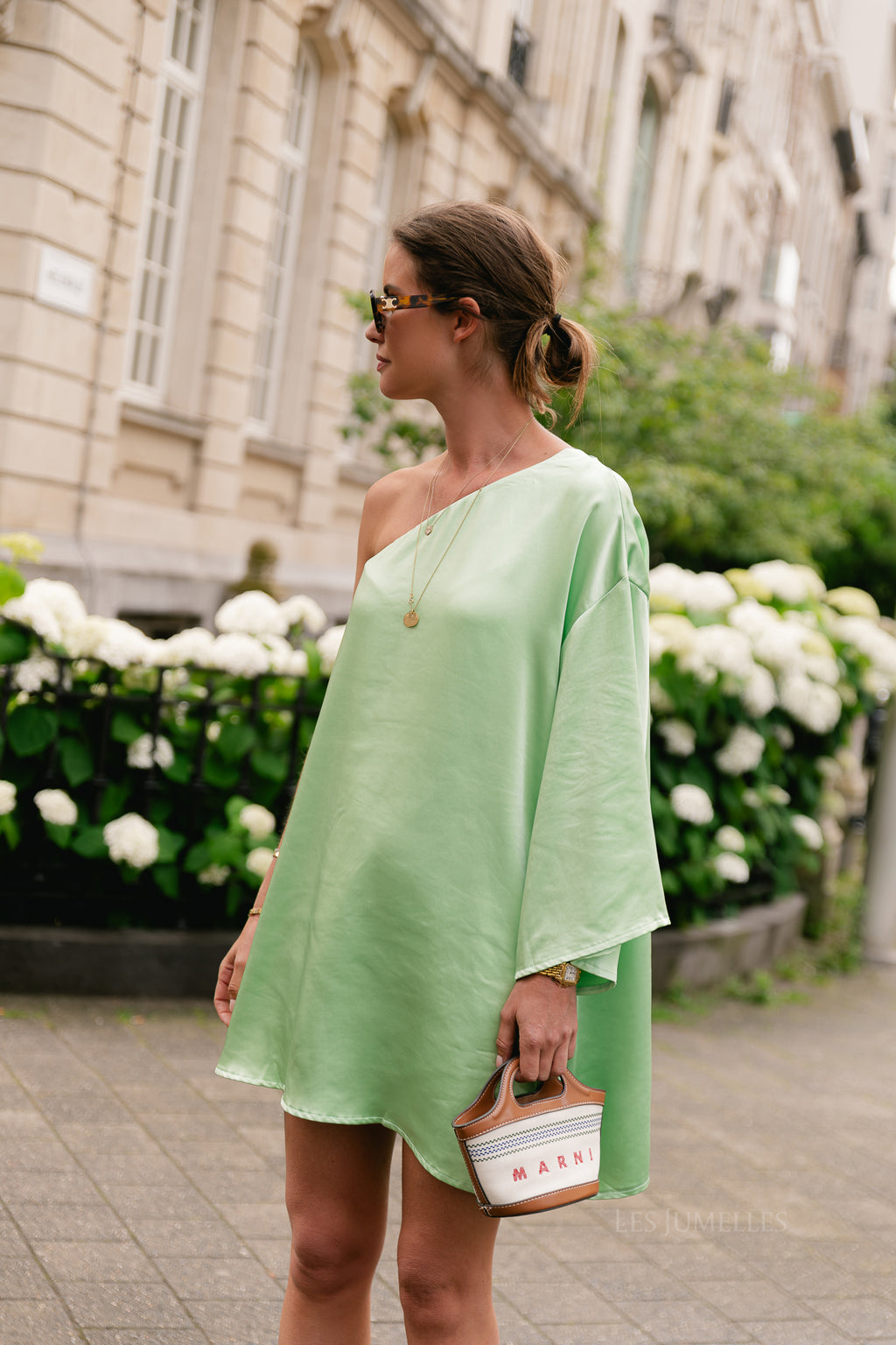 Lilly one shoulder dress tomatillo