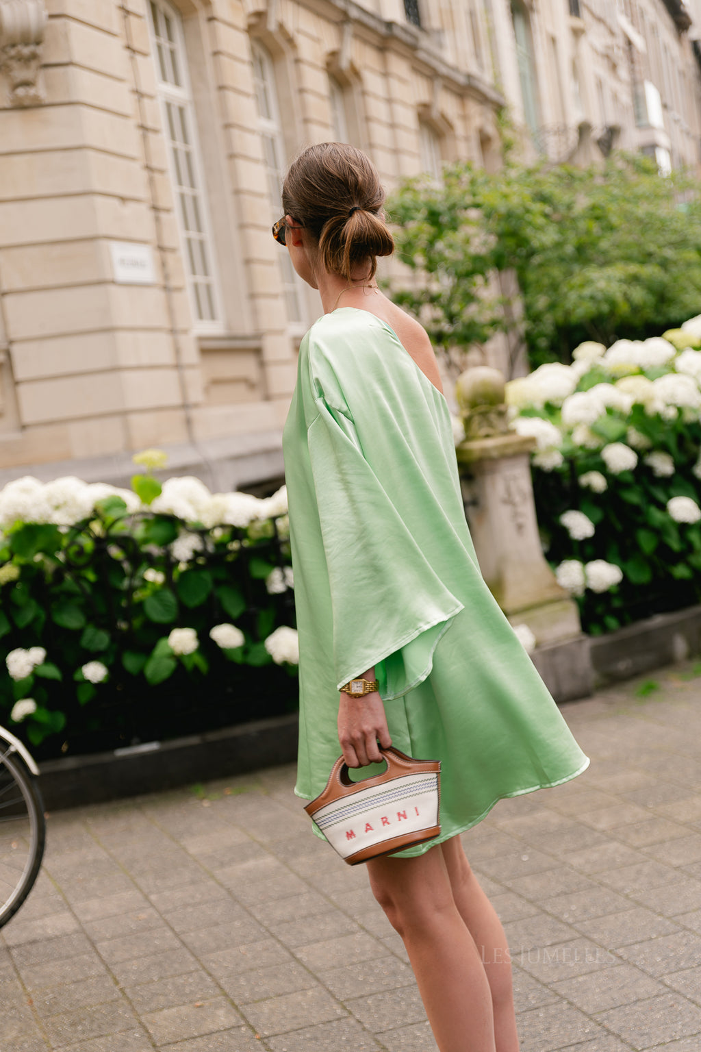 Lilly one shoulder dress tomatillo
