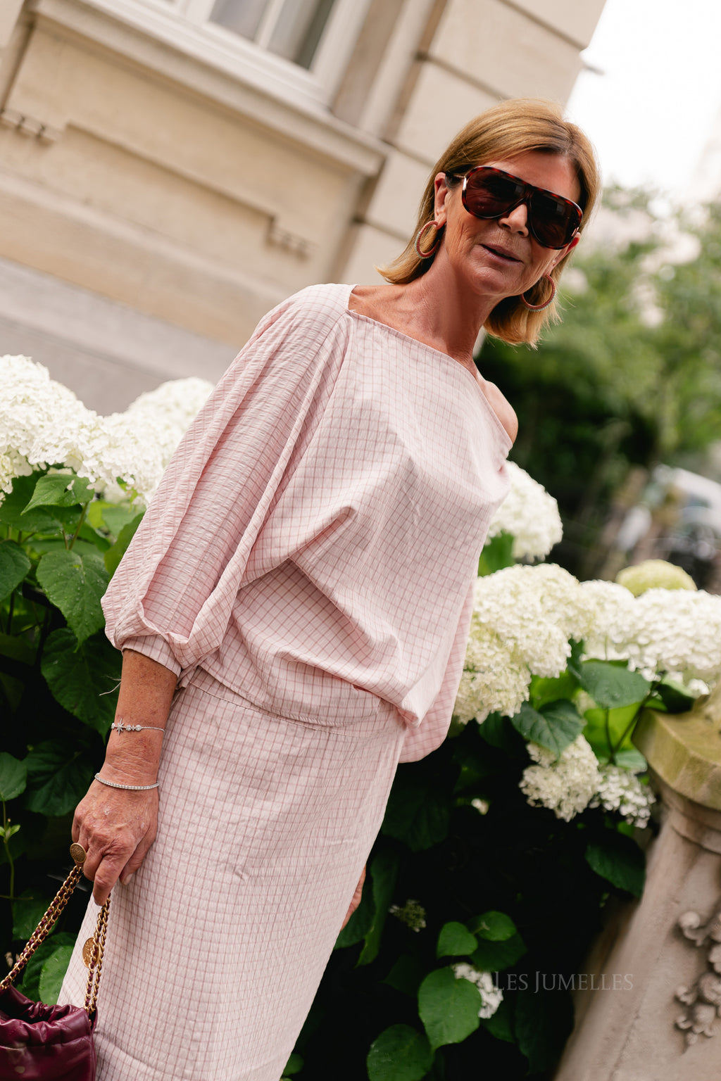 Cosette checkered blouse pink