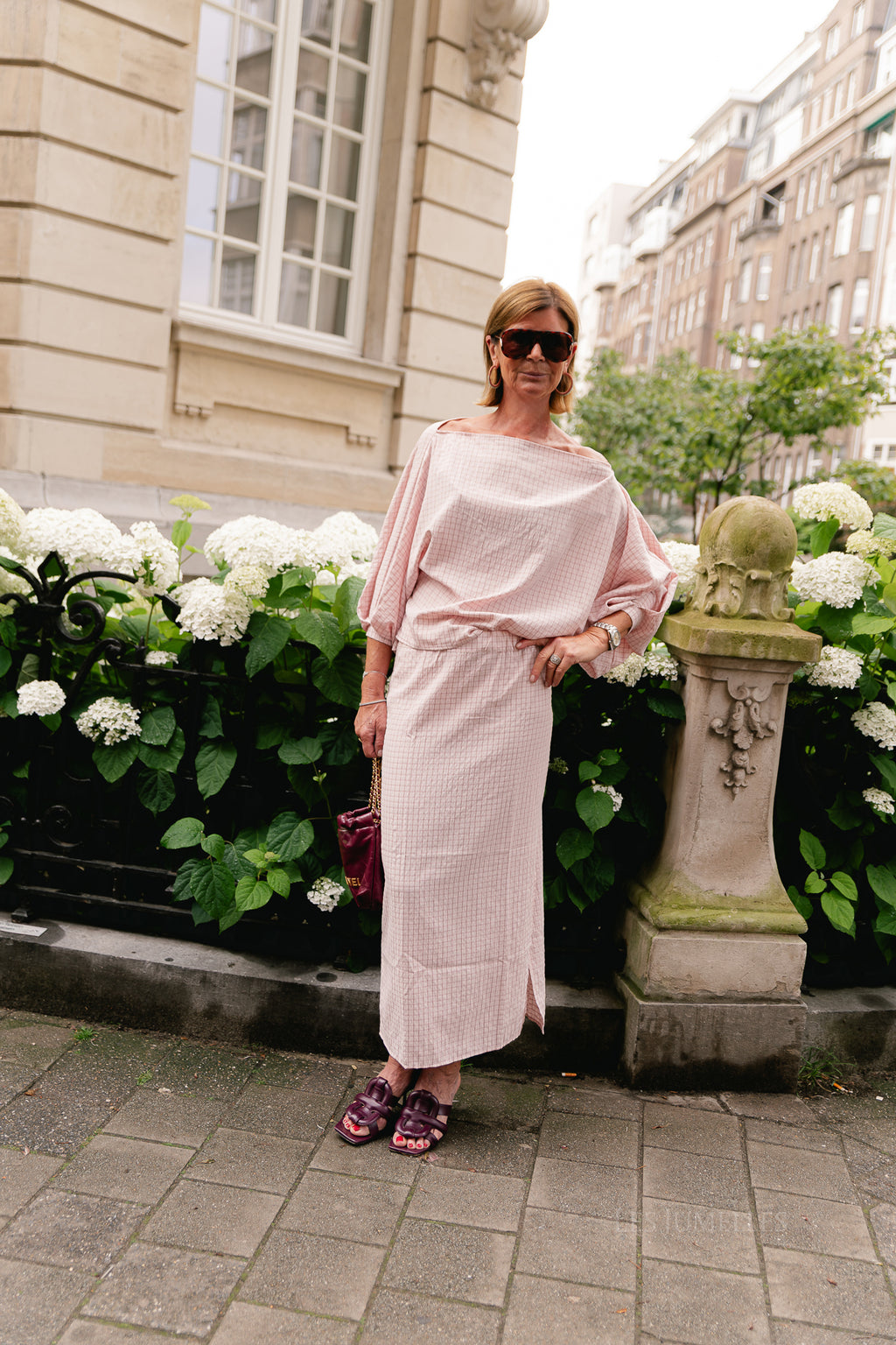 Cosette checkered blouse pink