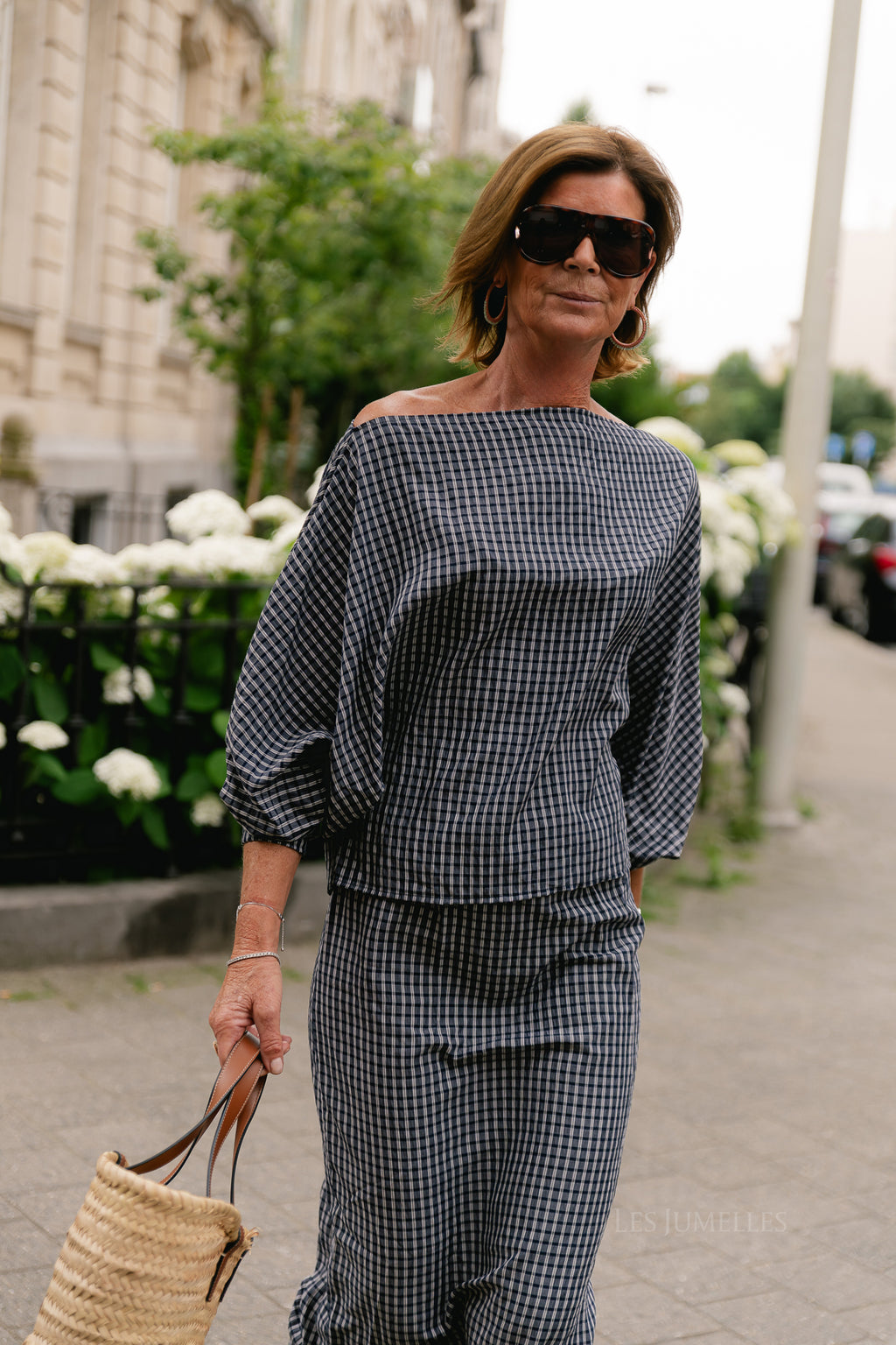Cosette checkered blouse navy