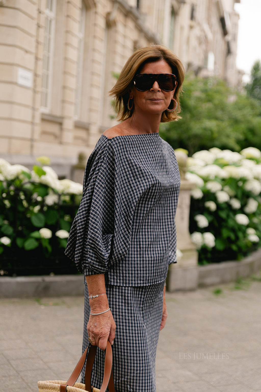 Cosette checkered blouse navy