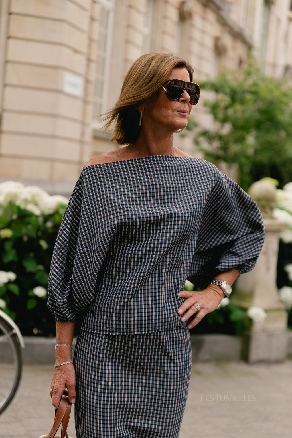 Cosette checkered blouse navy