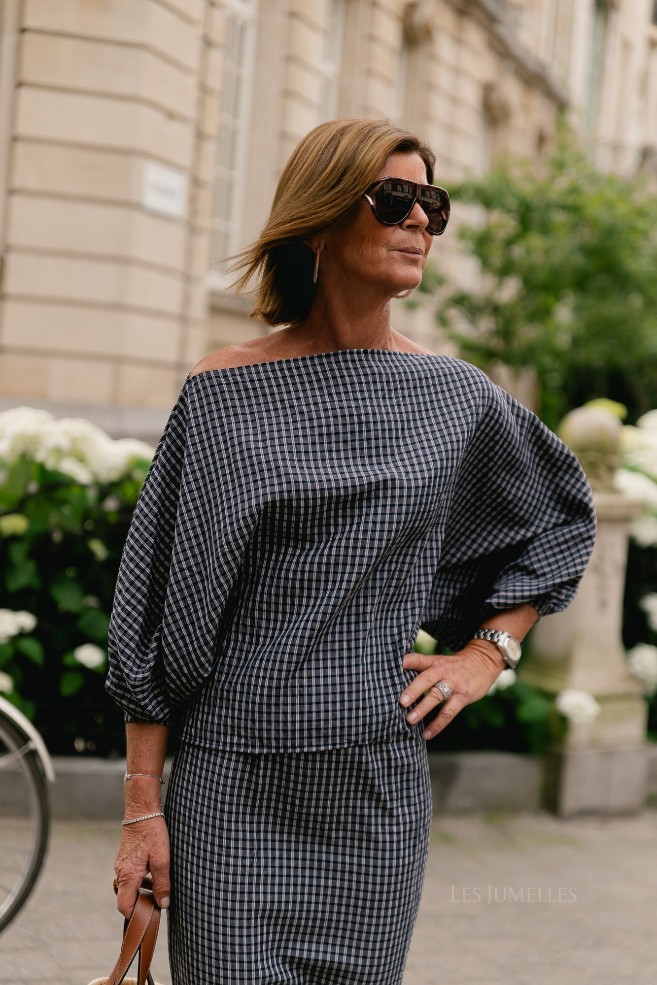 Cosette checkered blouse navy