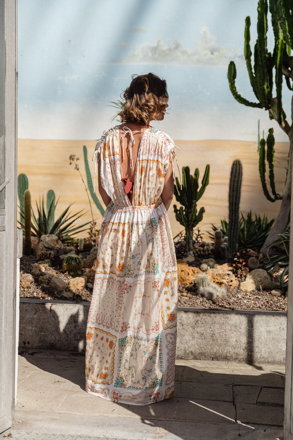 Cotton tissue printed maxi dress