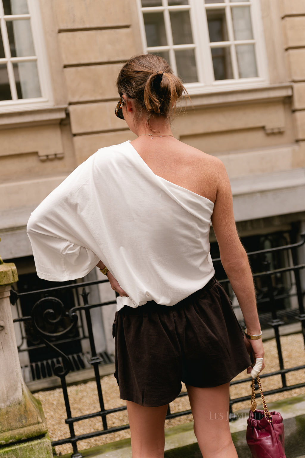 Celie one shoulder shirt off white