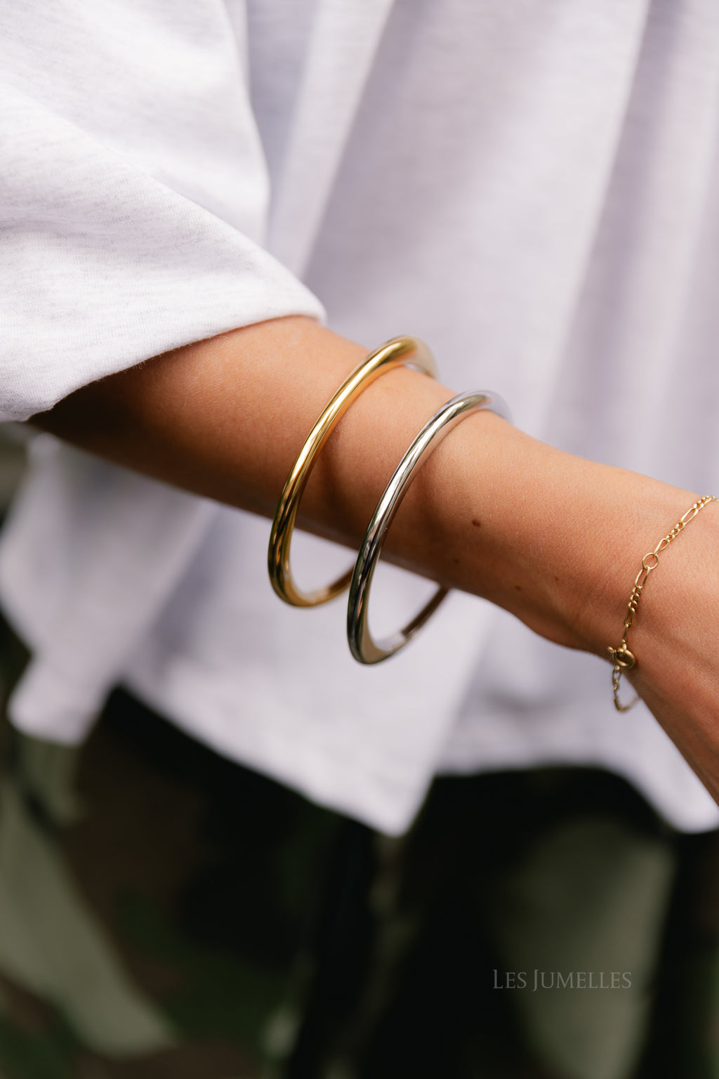 Organic bangle bracelet silver