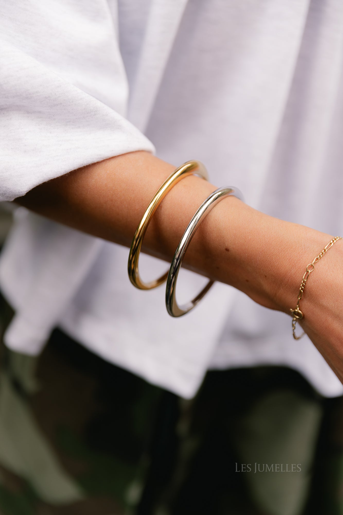 Organic bangle bracelet silver