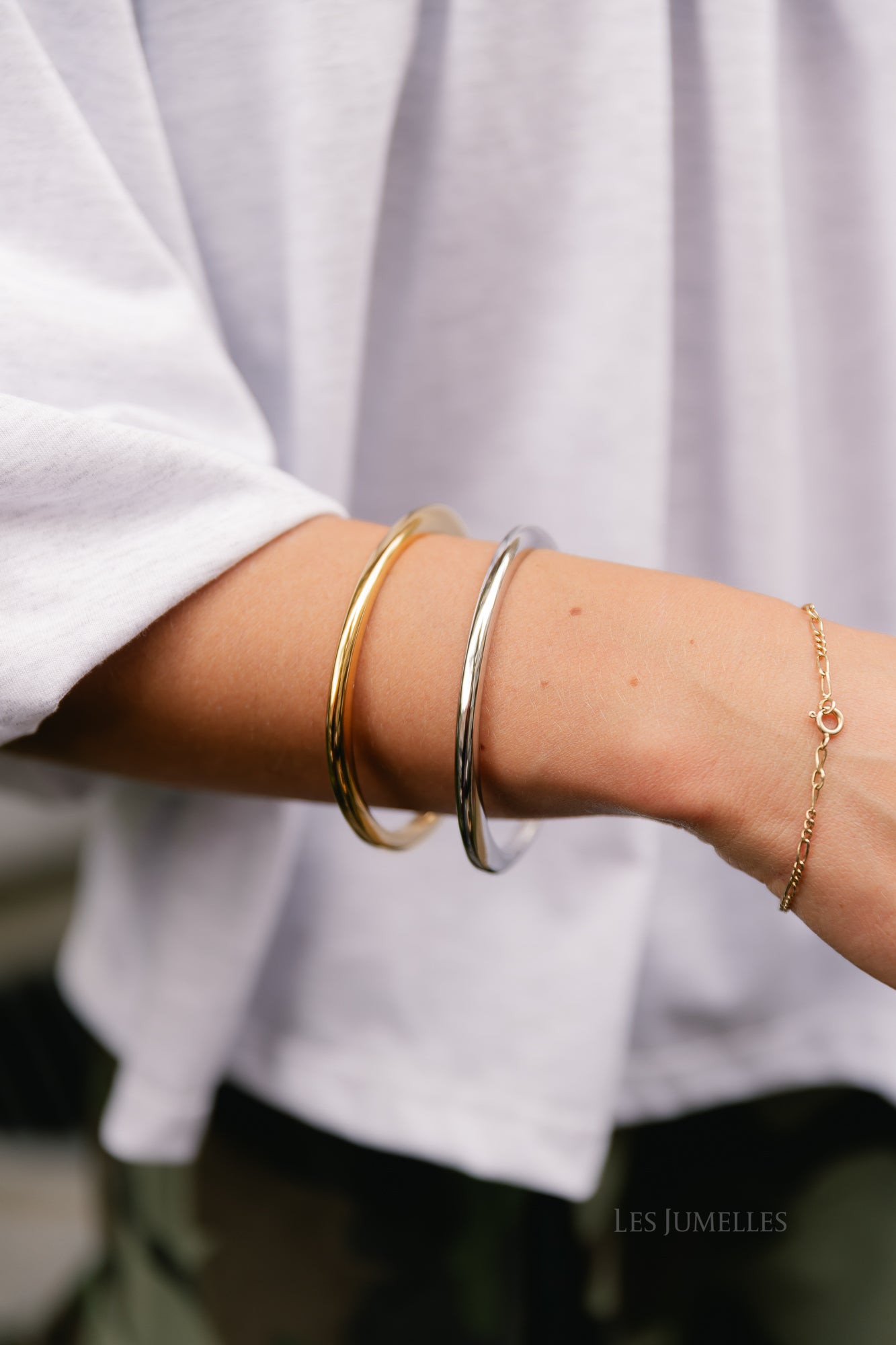 Organic bangle bracelet silver