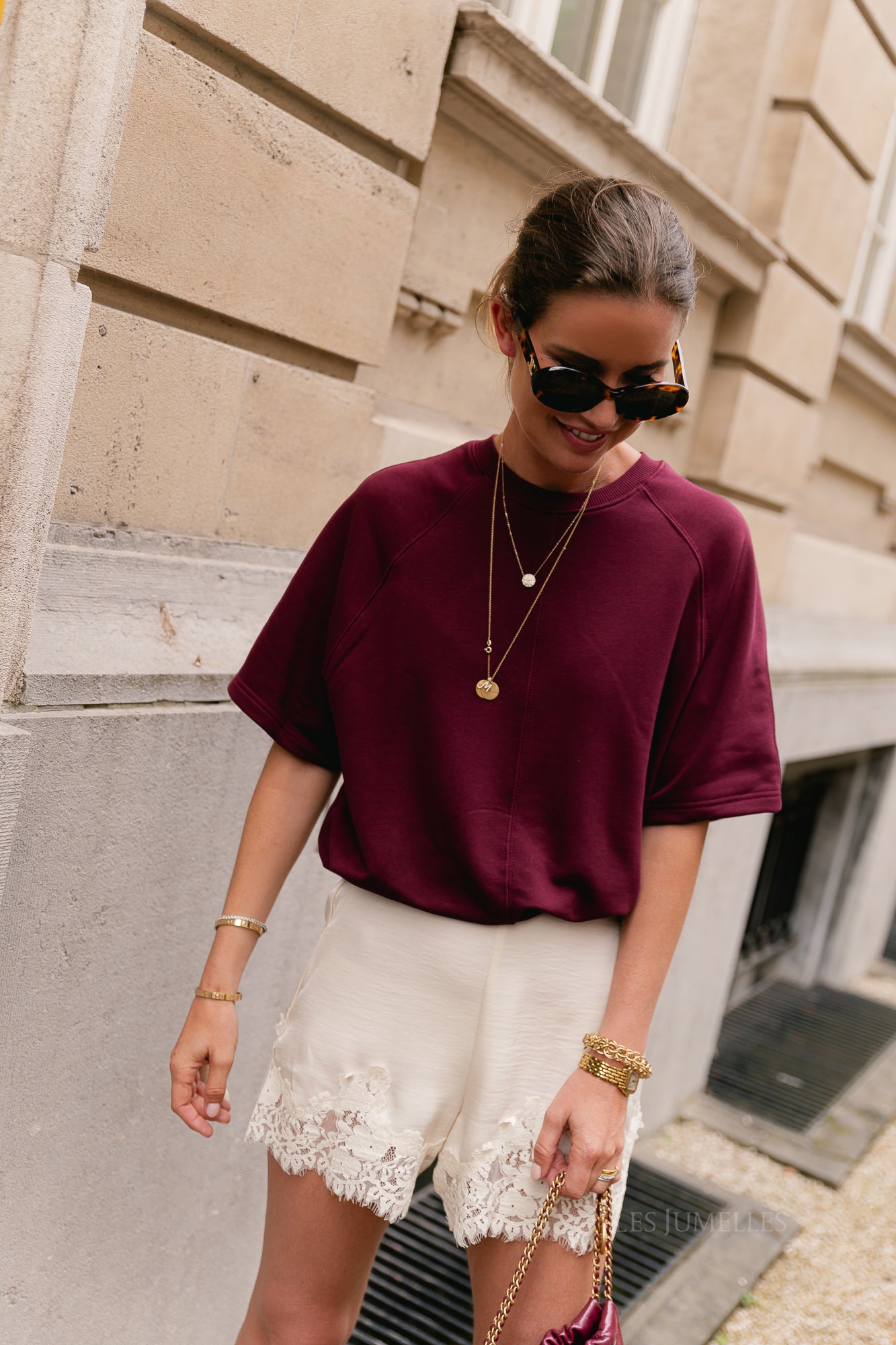 SLWTabby SS bubble sweat tawny port
