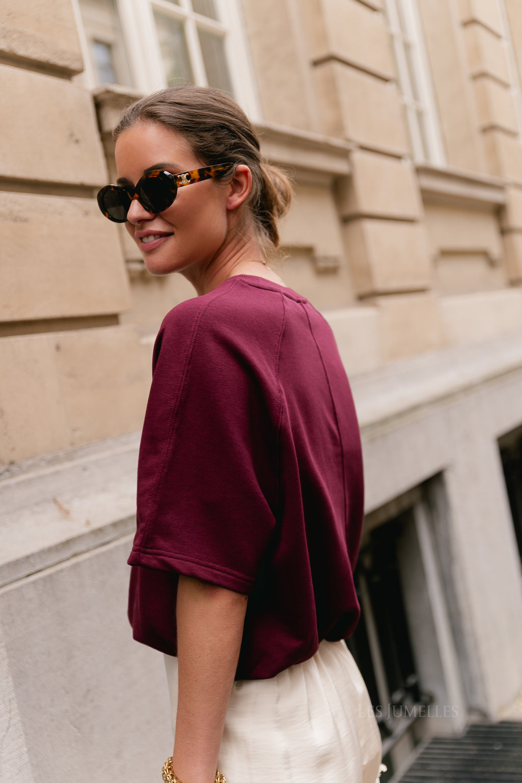 SLWTabby SS bubble sweat tawny port