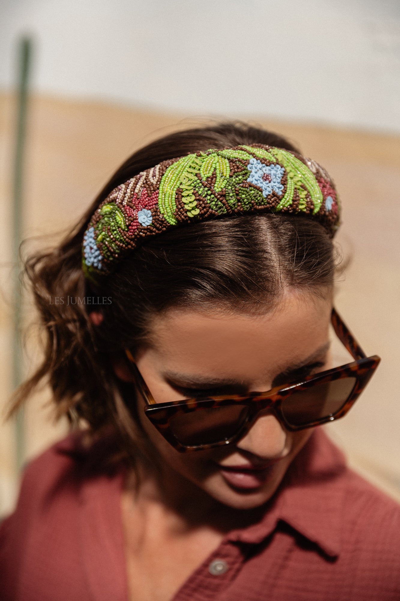 Tropica wide beaded hairbrace partridge brown