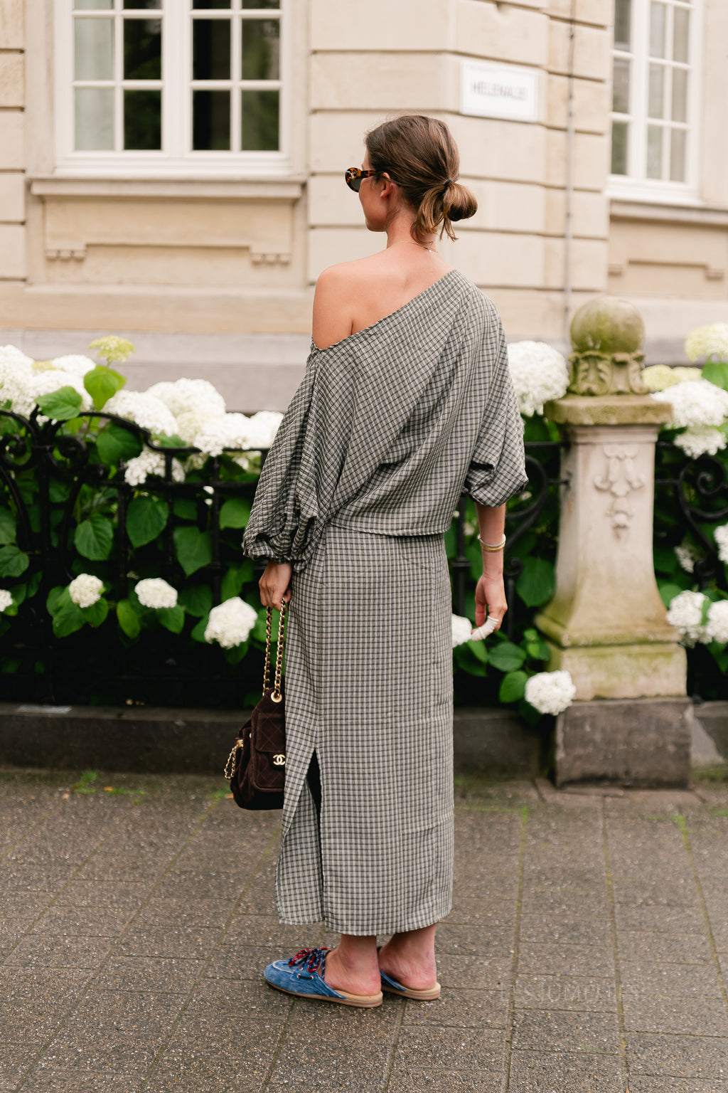 Cosette checkered skirt khaki