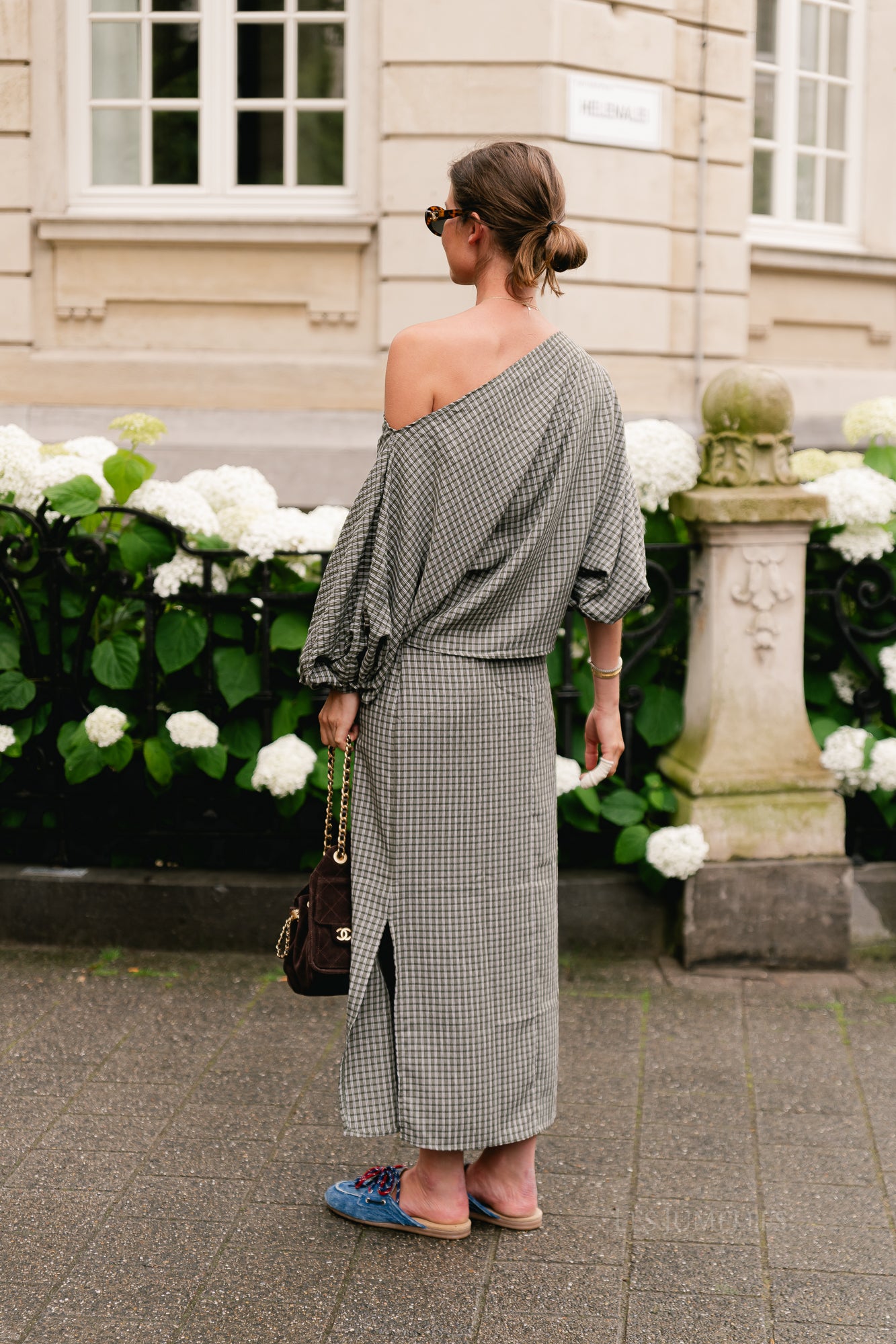 Cosette checkered skirt khaki