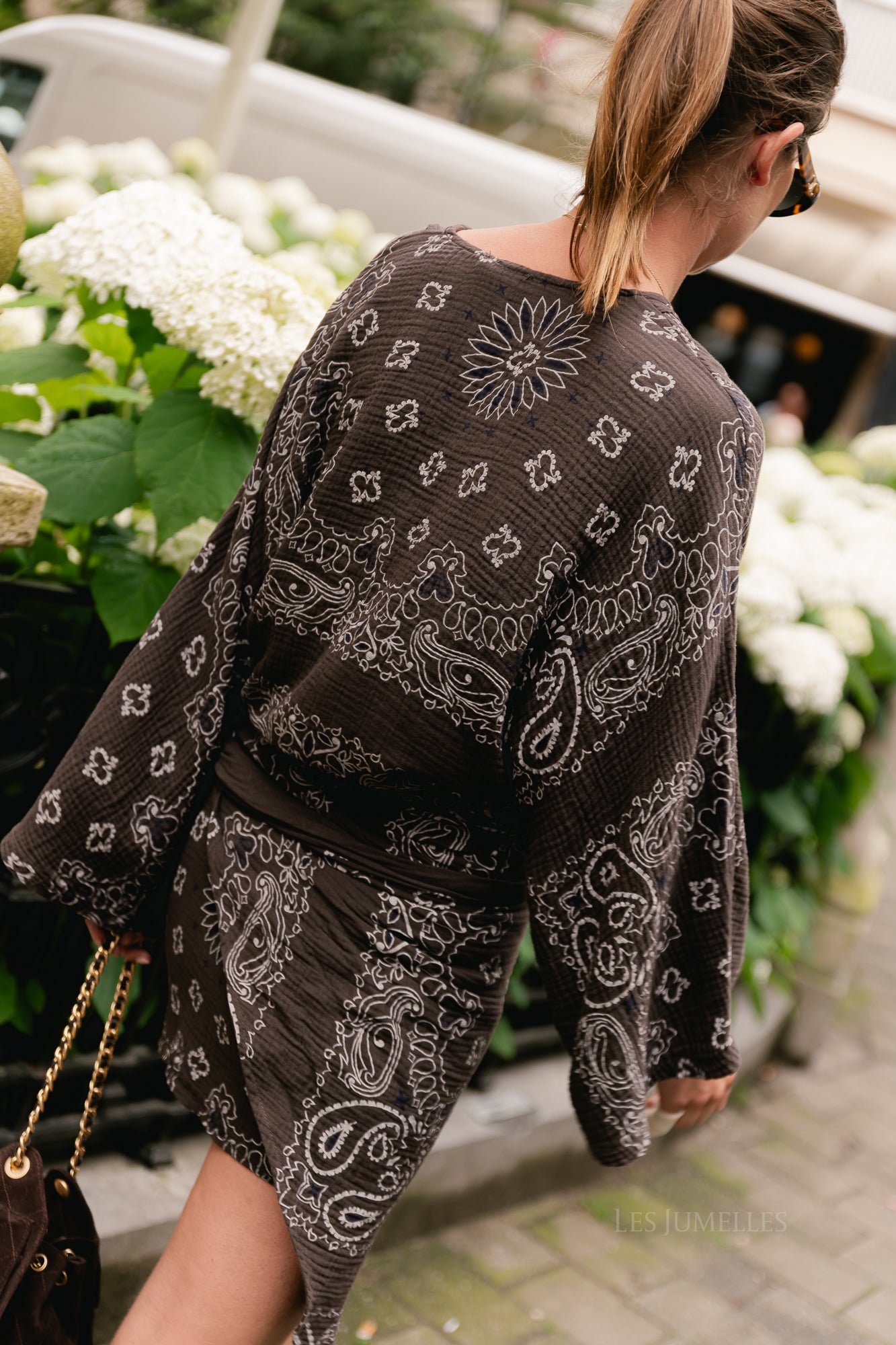 Lauren paisley print wrap dress seal brown