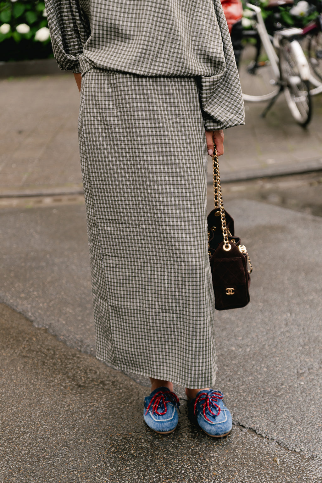 Cosette checkered skirt khaki