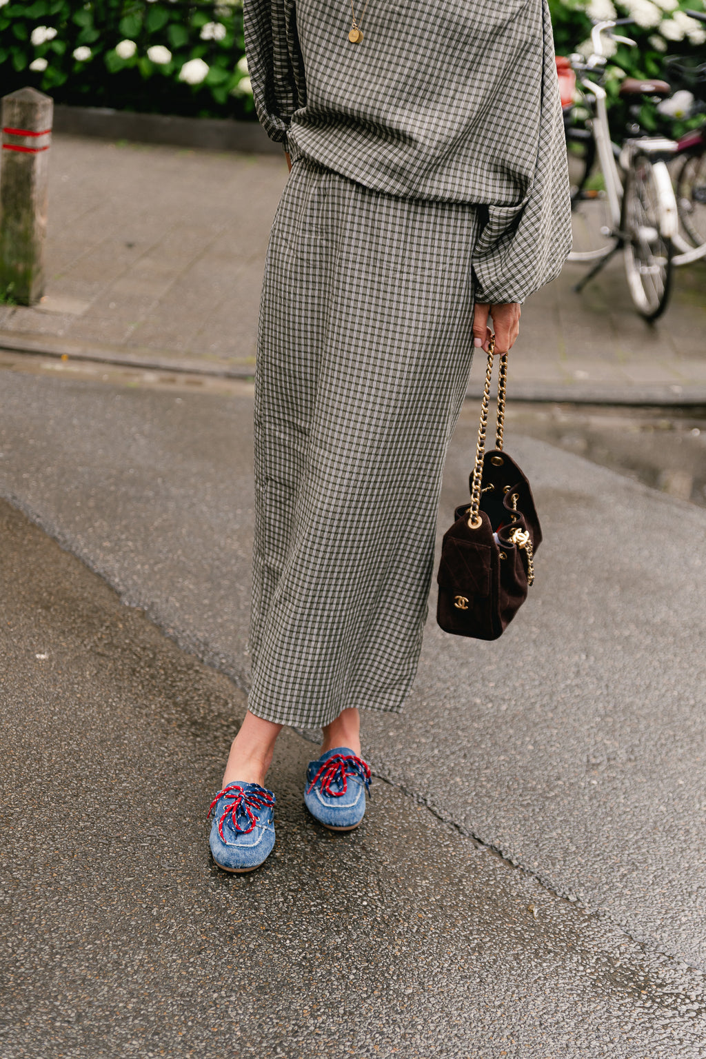 Cosette checkered skirt khaki