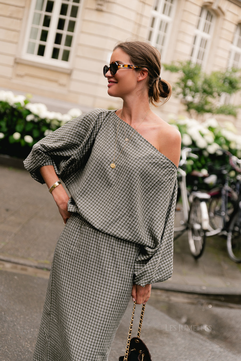 Cosette checkered blouse khaki