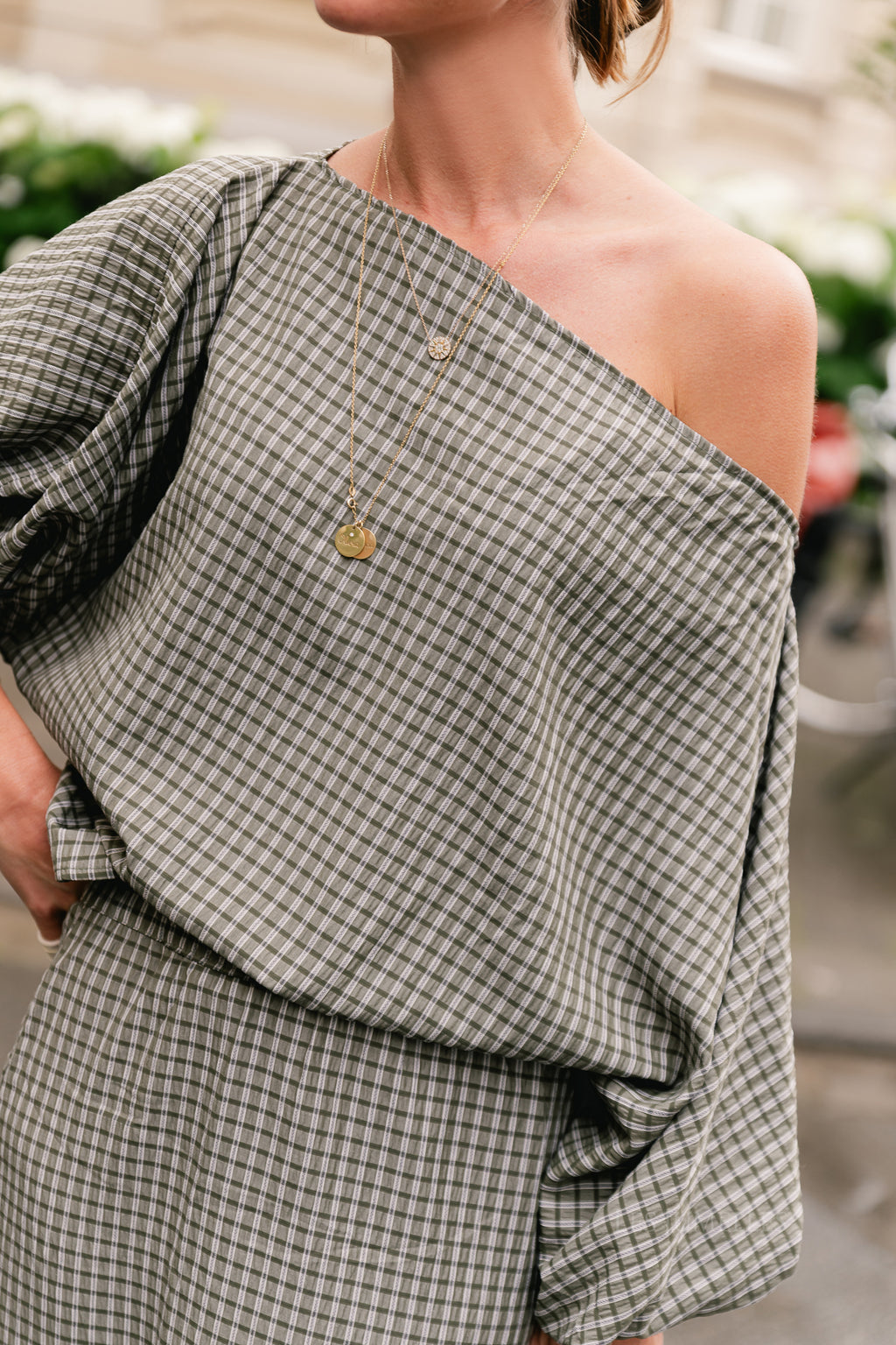 Cosette checkered blouse khaki