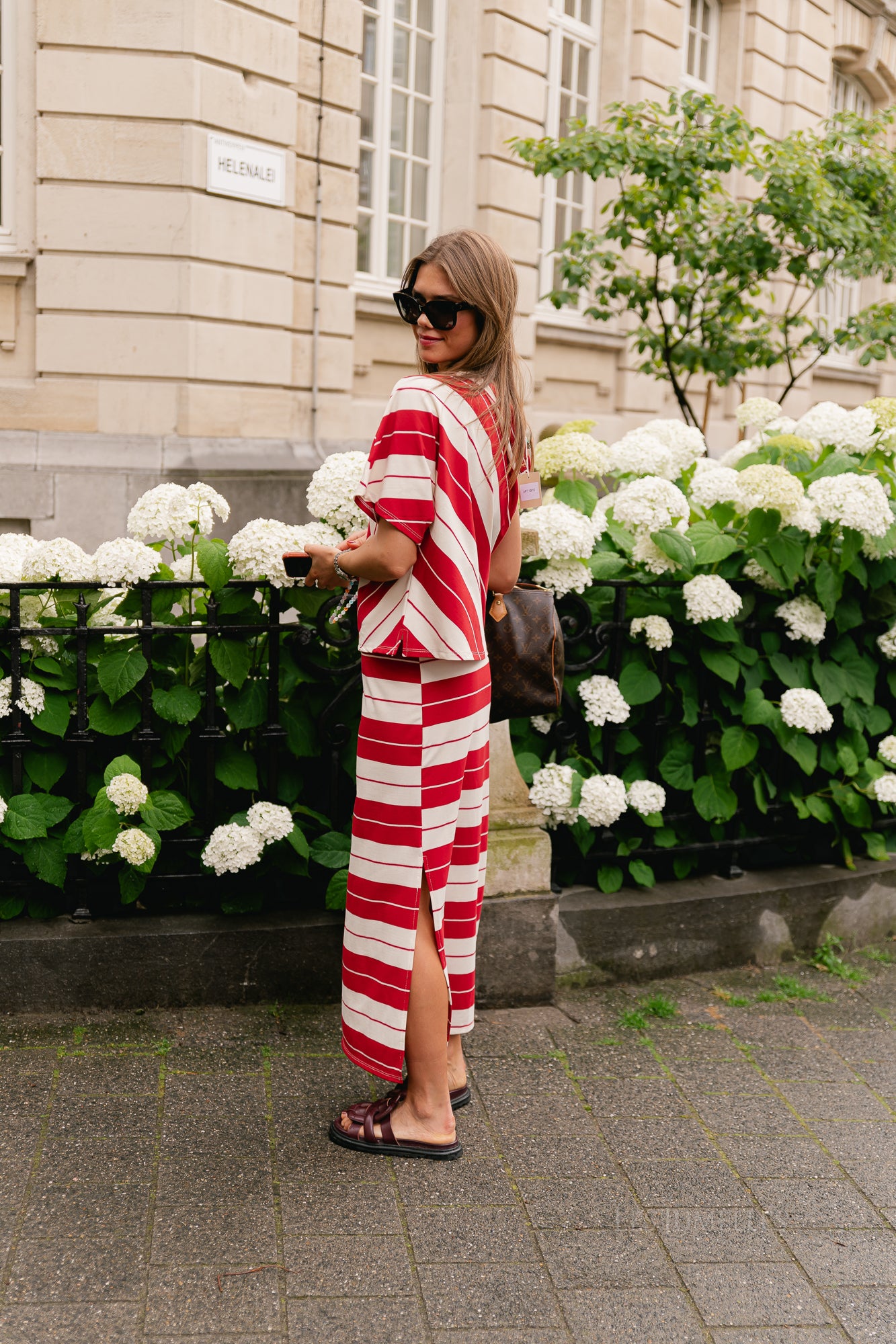 Amy striped skirt red/ecru