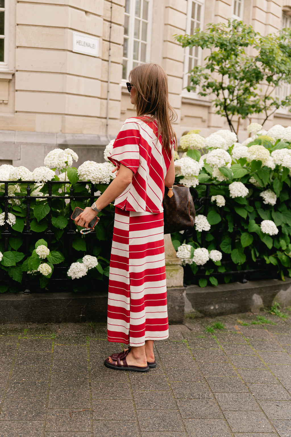 Amy striped skirt red/ecru