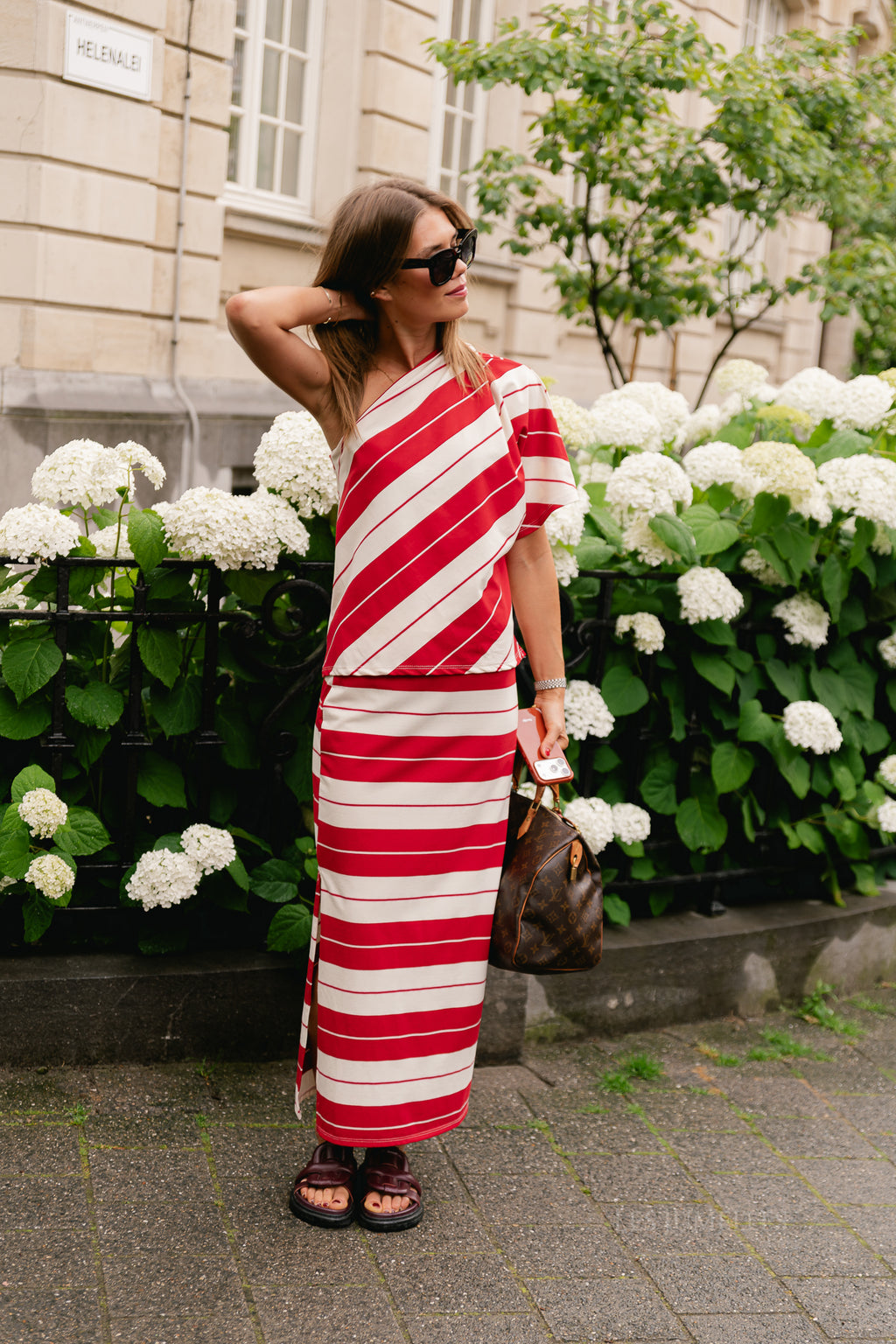Amy striped skirt red/ecru