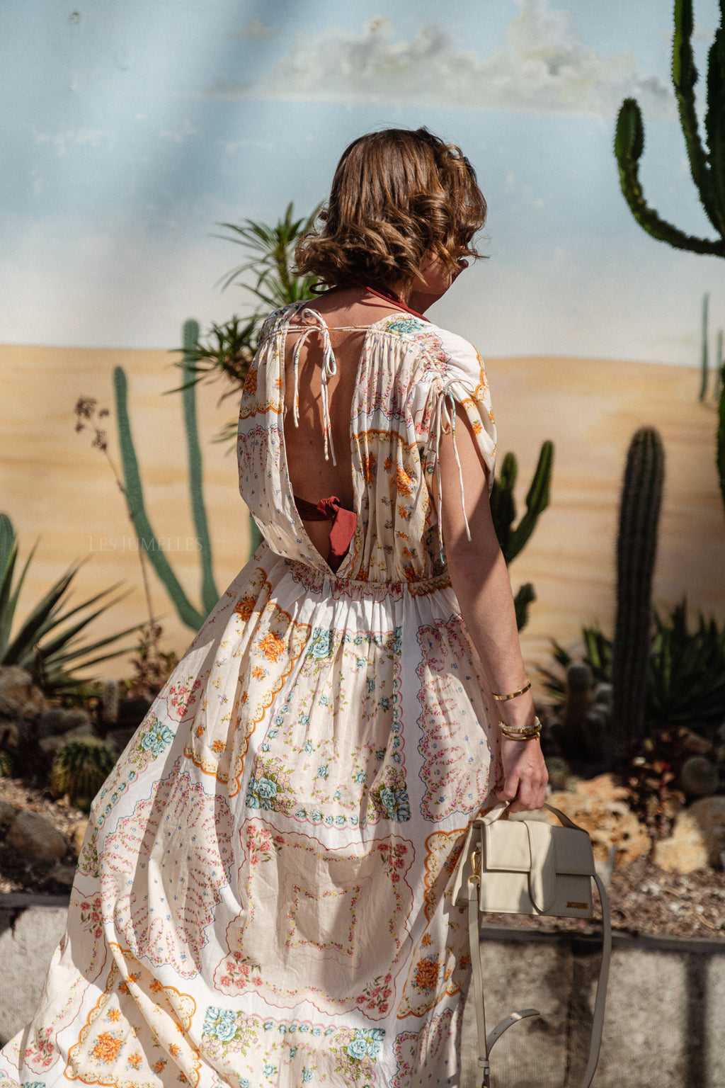 Cotton tissue printed maxi dress