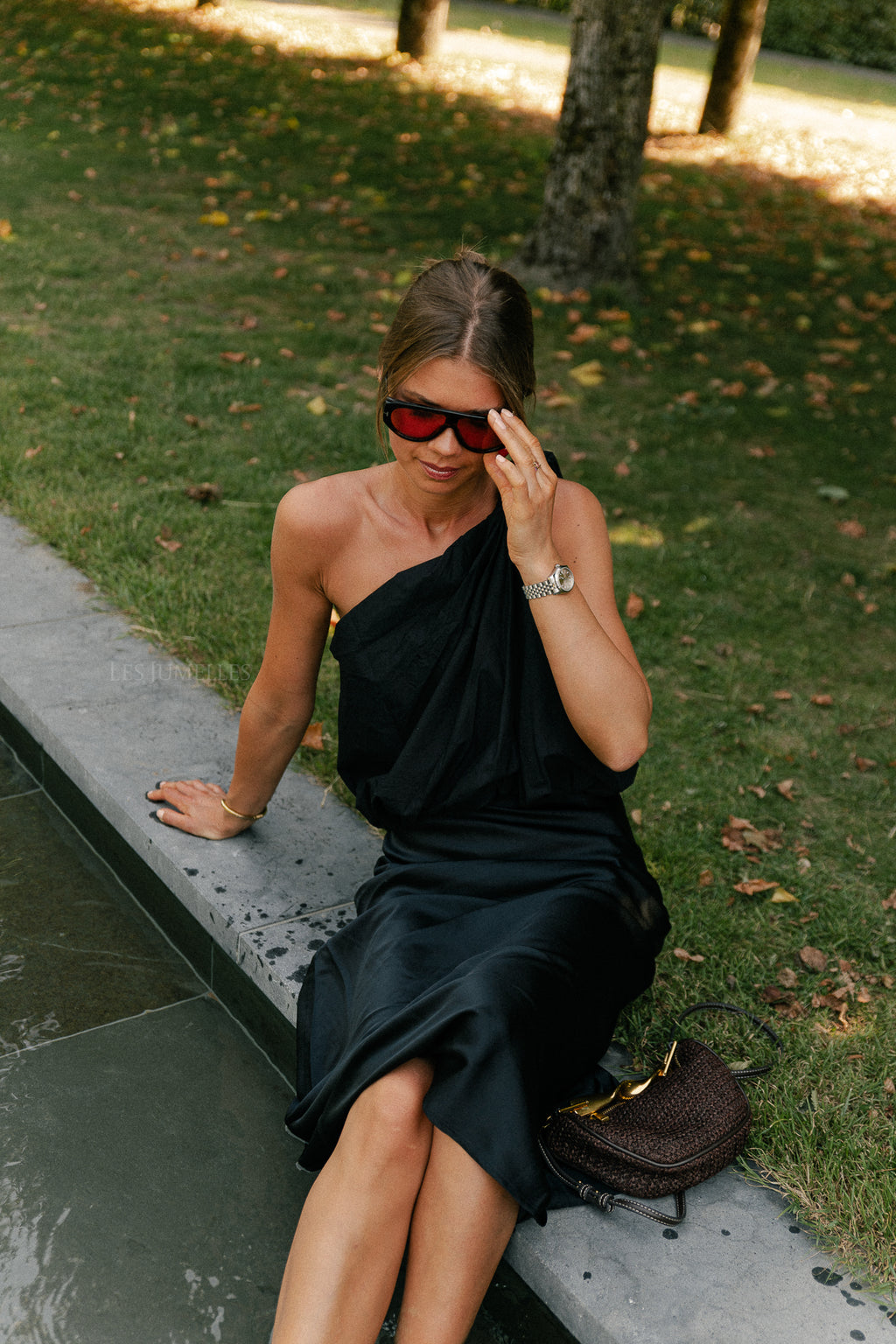 Fran one shoulder top zwart