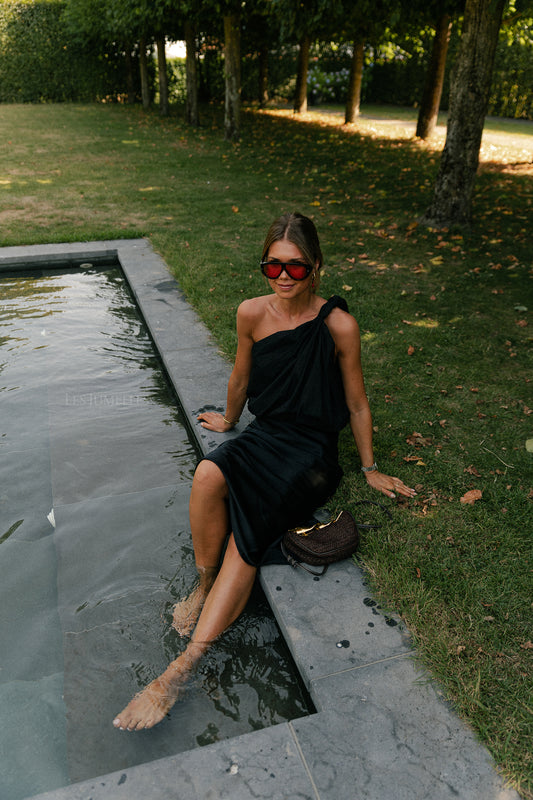 Les Jumelles Fran one shoulder top black