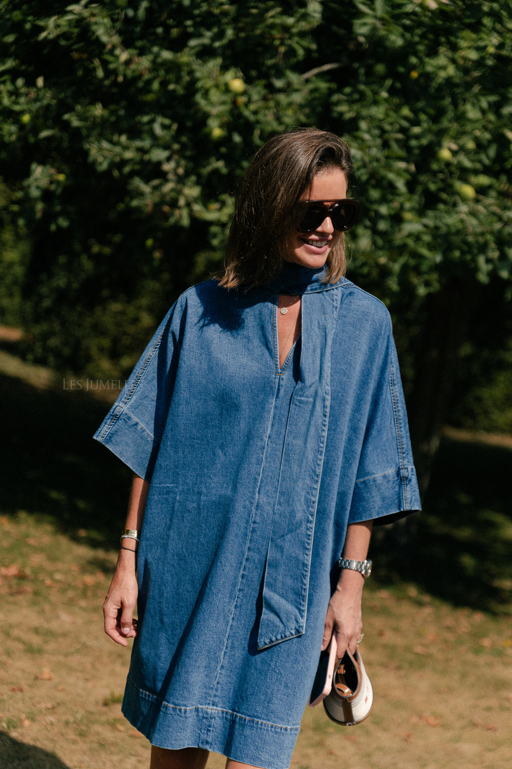 YASLira 3/5 dress medium blue denim